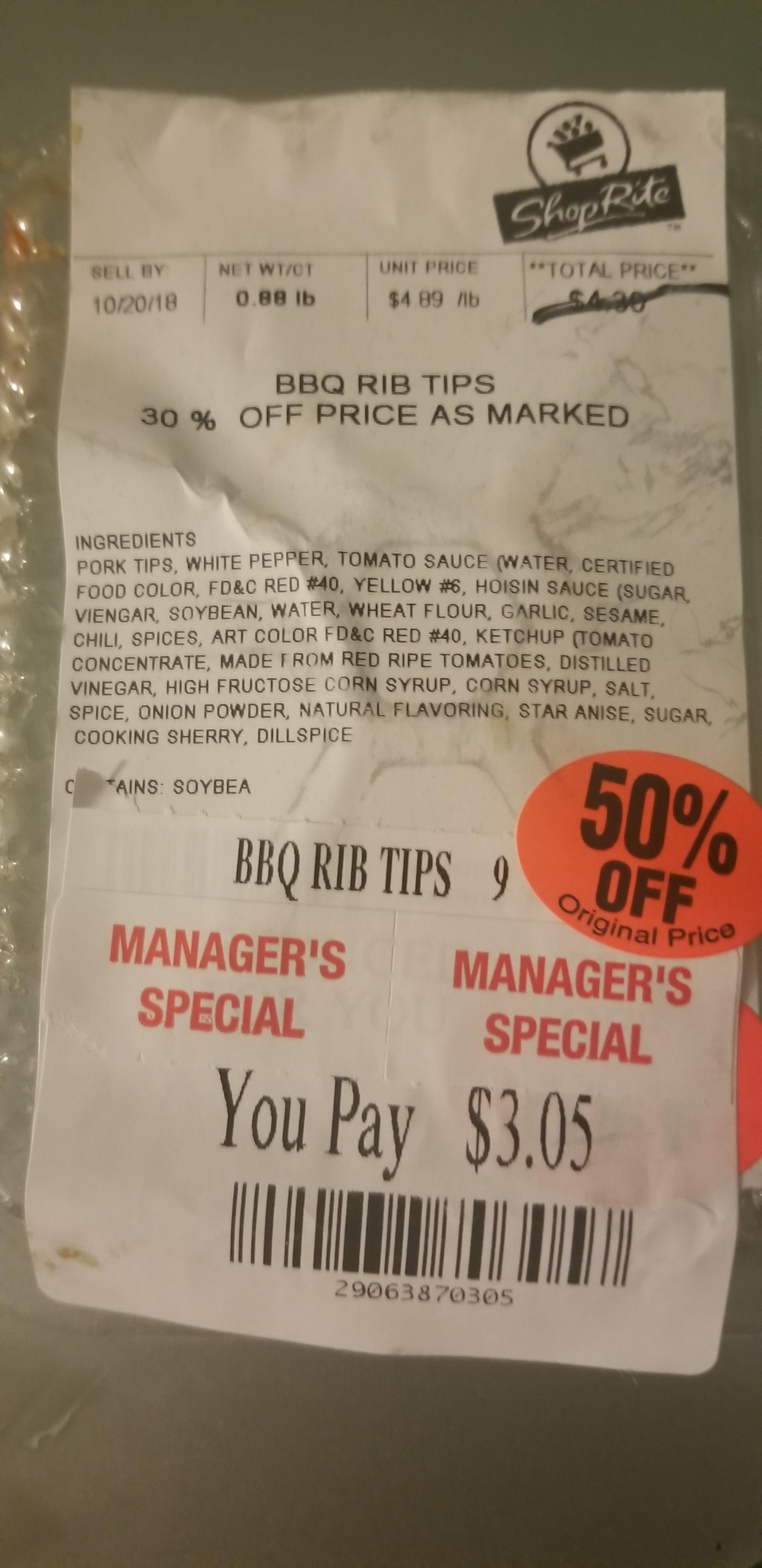 Shop rite doesnt know what 50 off is. ShopRite