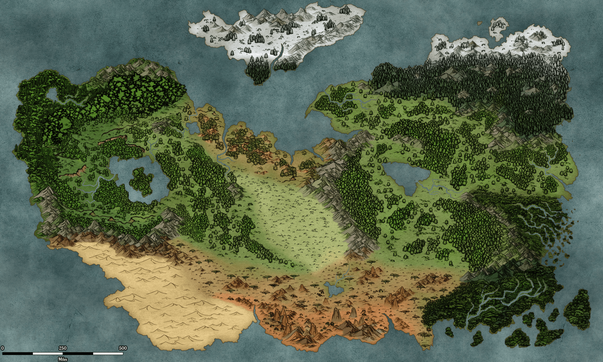 [WIP] World Map for a Homebrew DnD Setting. Any Criticism and Feedback