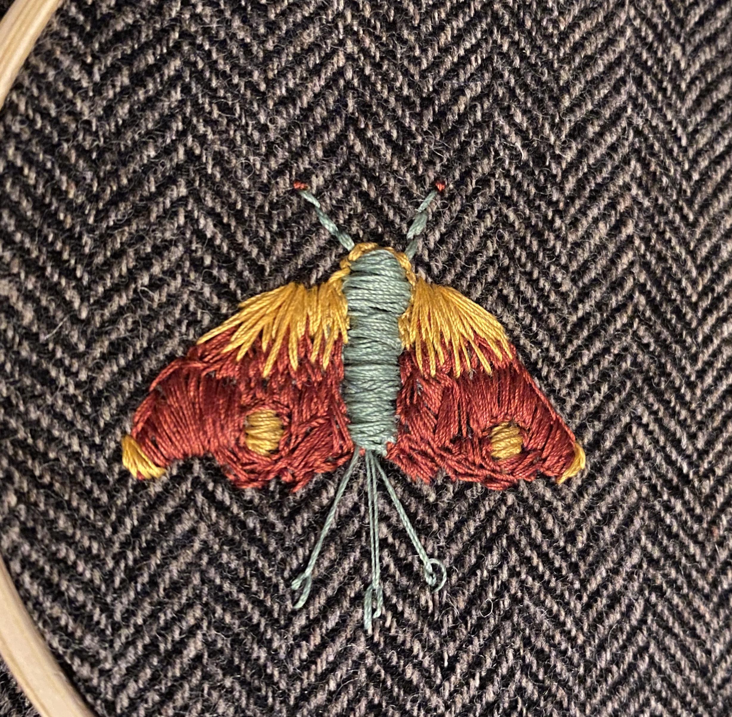 Mending the moth holes on some vintage wool r/Visiblemending