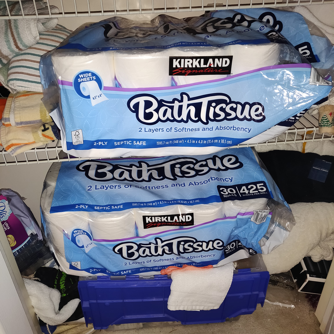 We did not stock up. This is how much toilet paper my wife normally