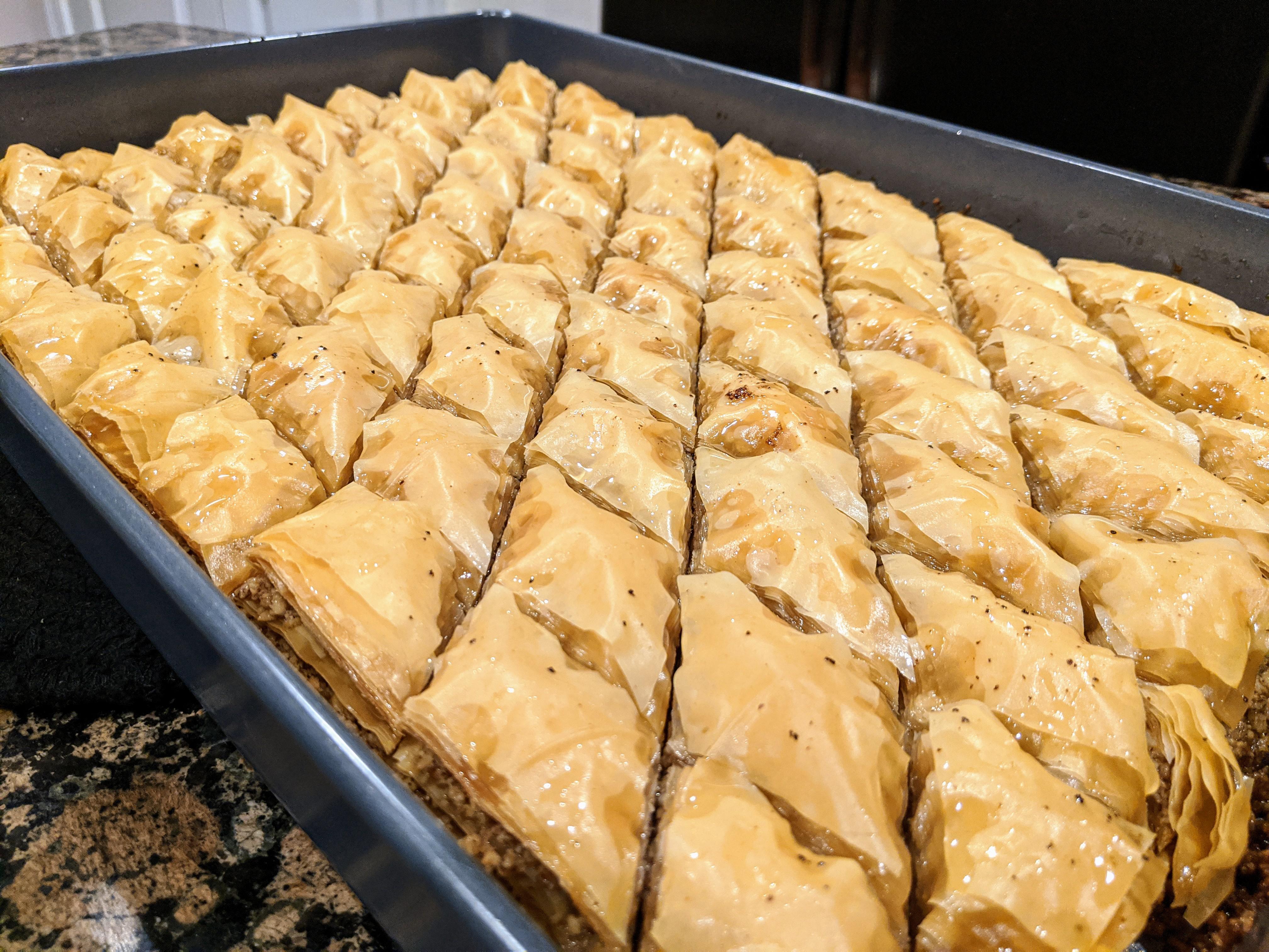 Made a 12x18" pan of baklava for a holiday party. It was approximately