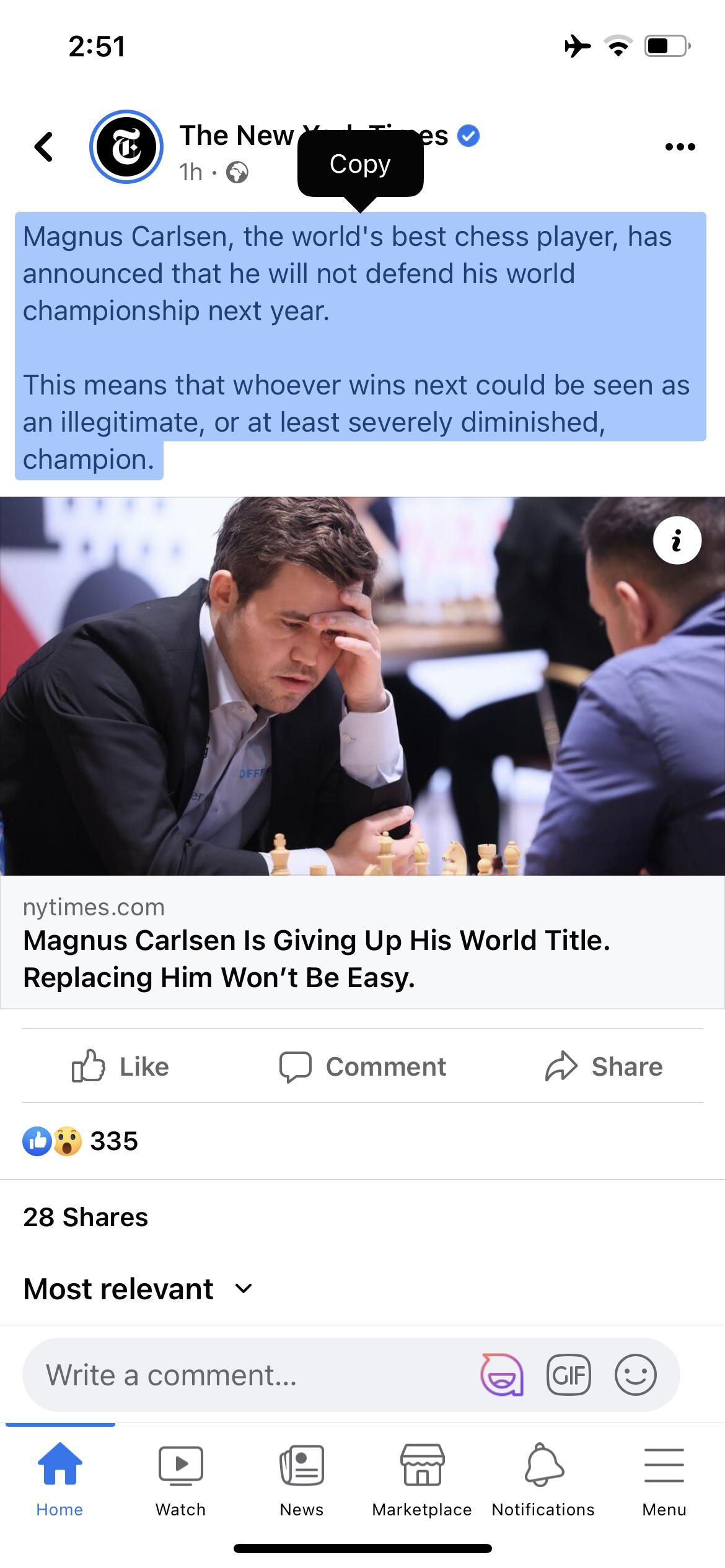 The next world chess champion will be a fraud in the New York Times