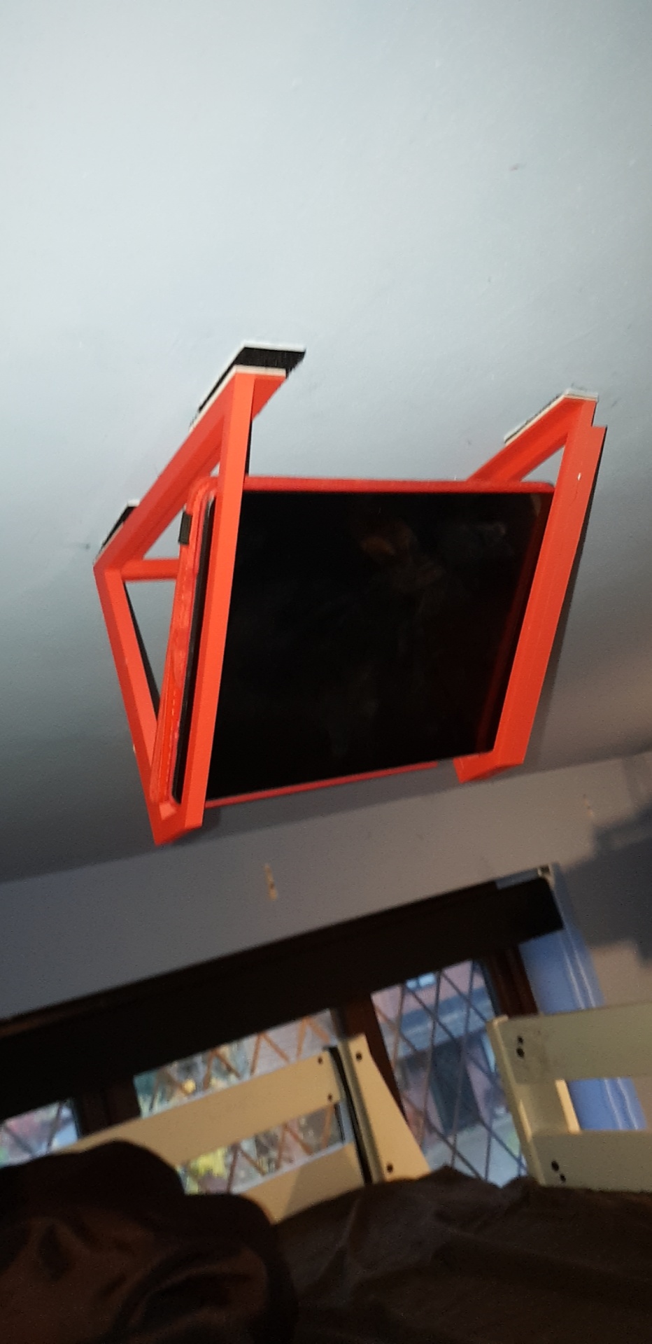 Removable velcro iPad ceiling holder ideal for bunk beds r/3Dprinting