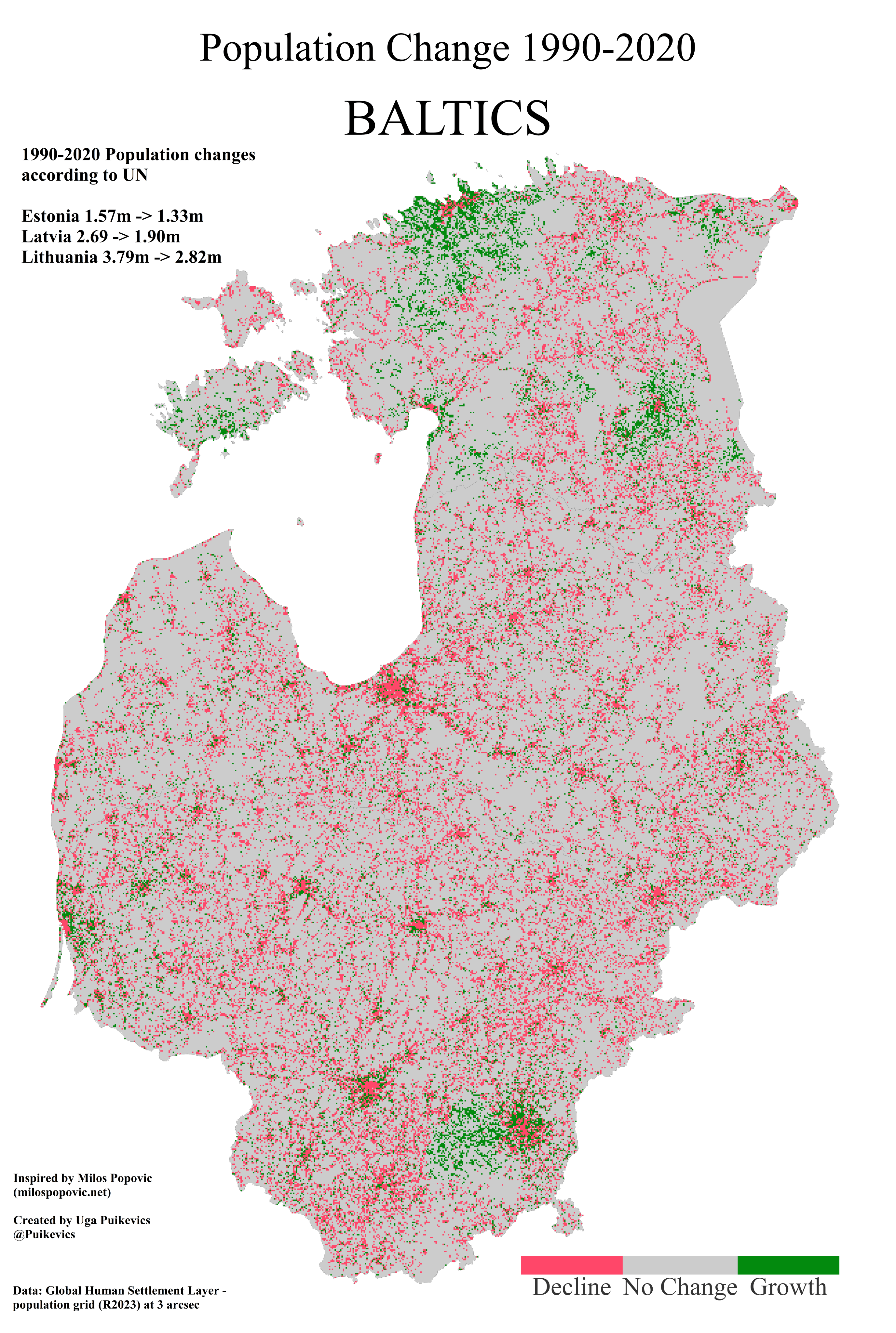 Population change in the Baltic states 19902020 r/BalticStates