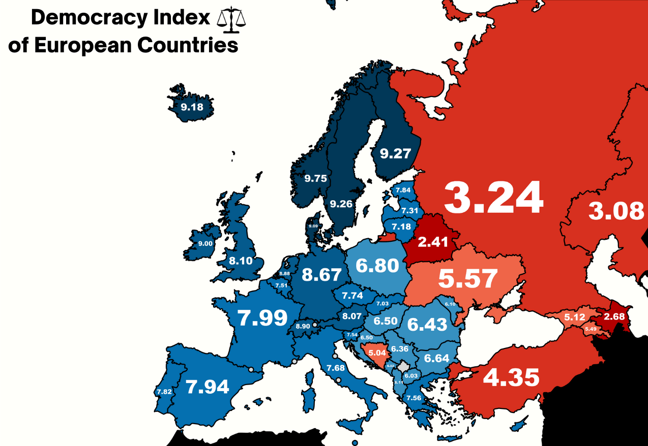 Democracy Index of European Countries r/MapPorn