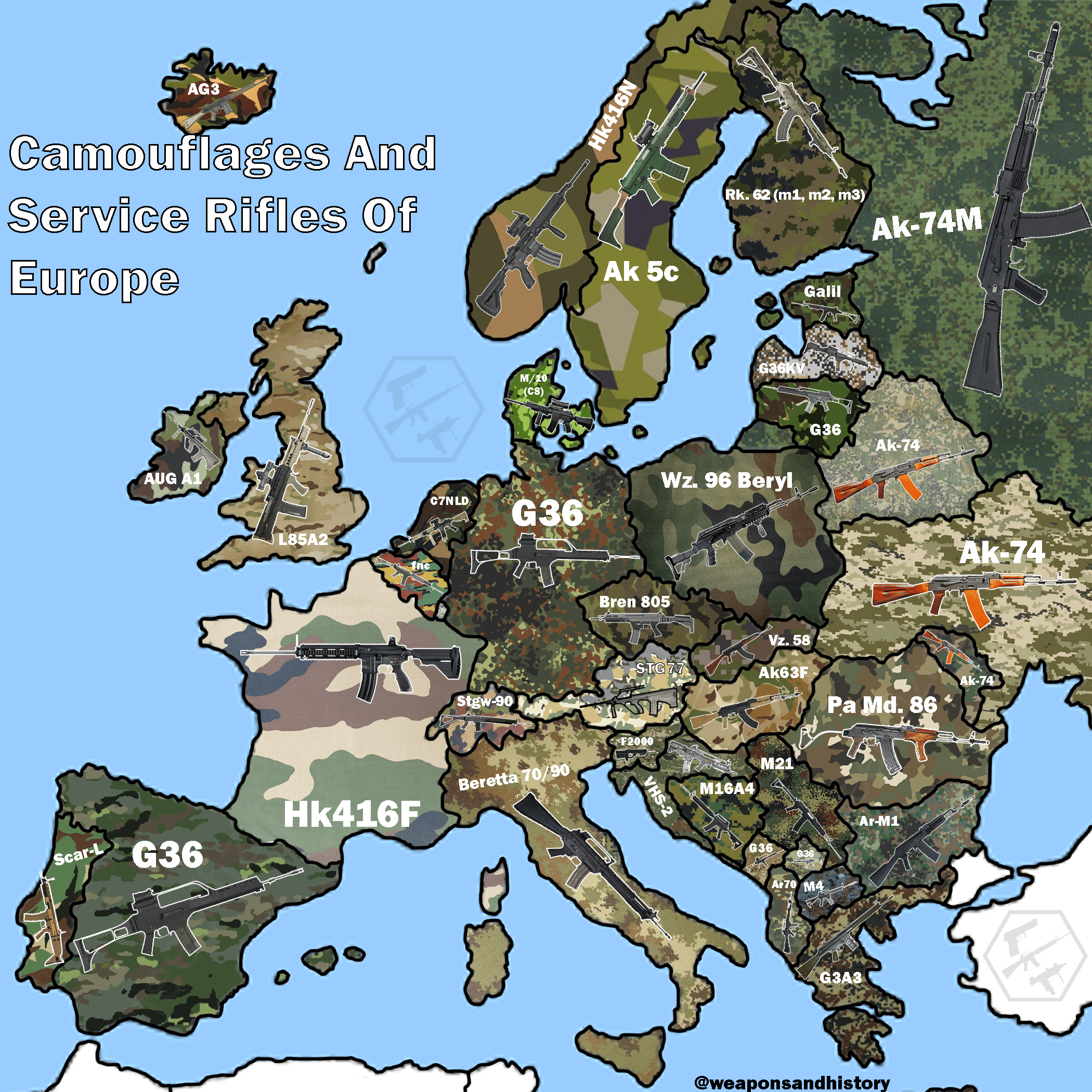 Camouflages and service rifles of Europe r/Maps