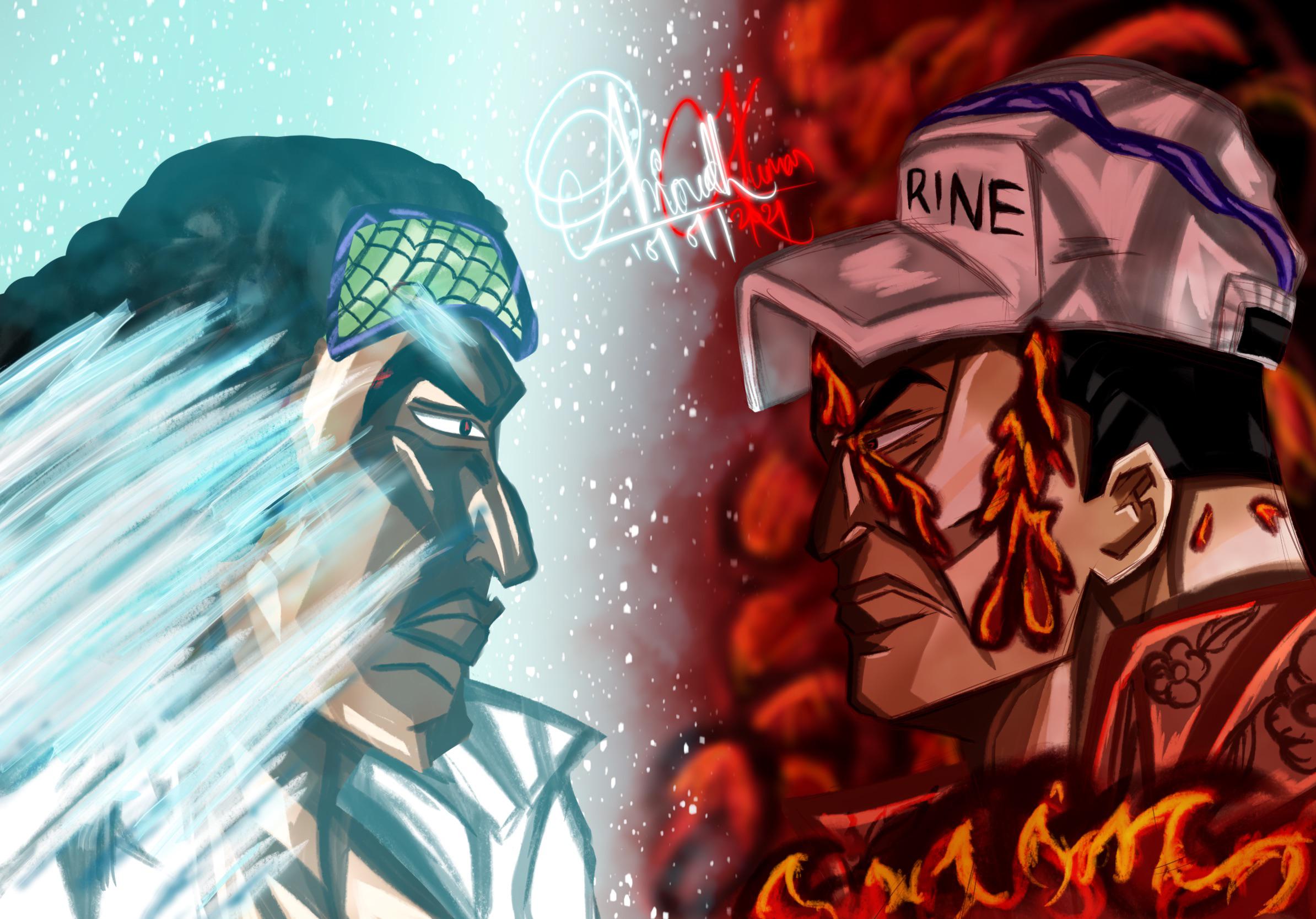 Red Dog vs Blue Pheasant ! (Art by me) r/OnePiece