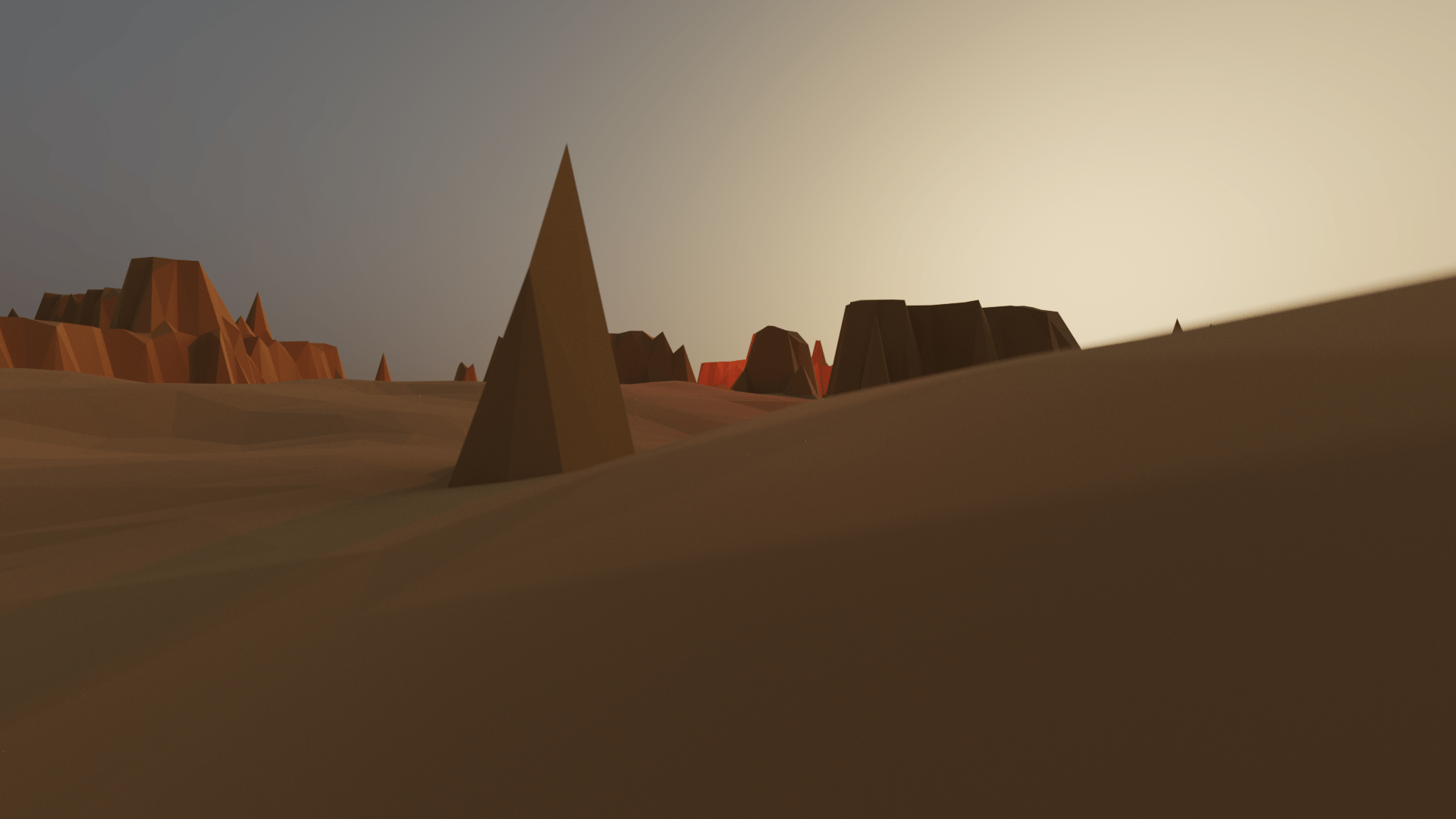 Quick lowpoly landscape I threw together in substance