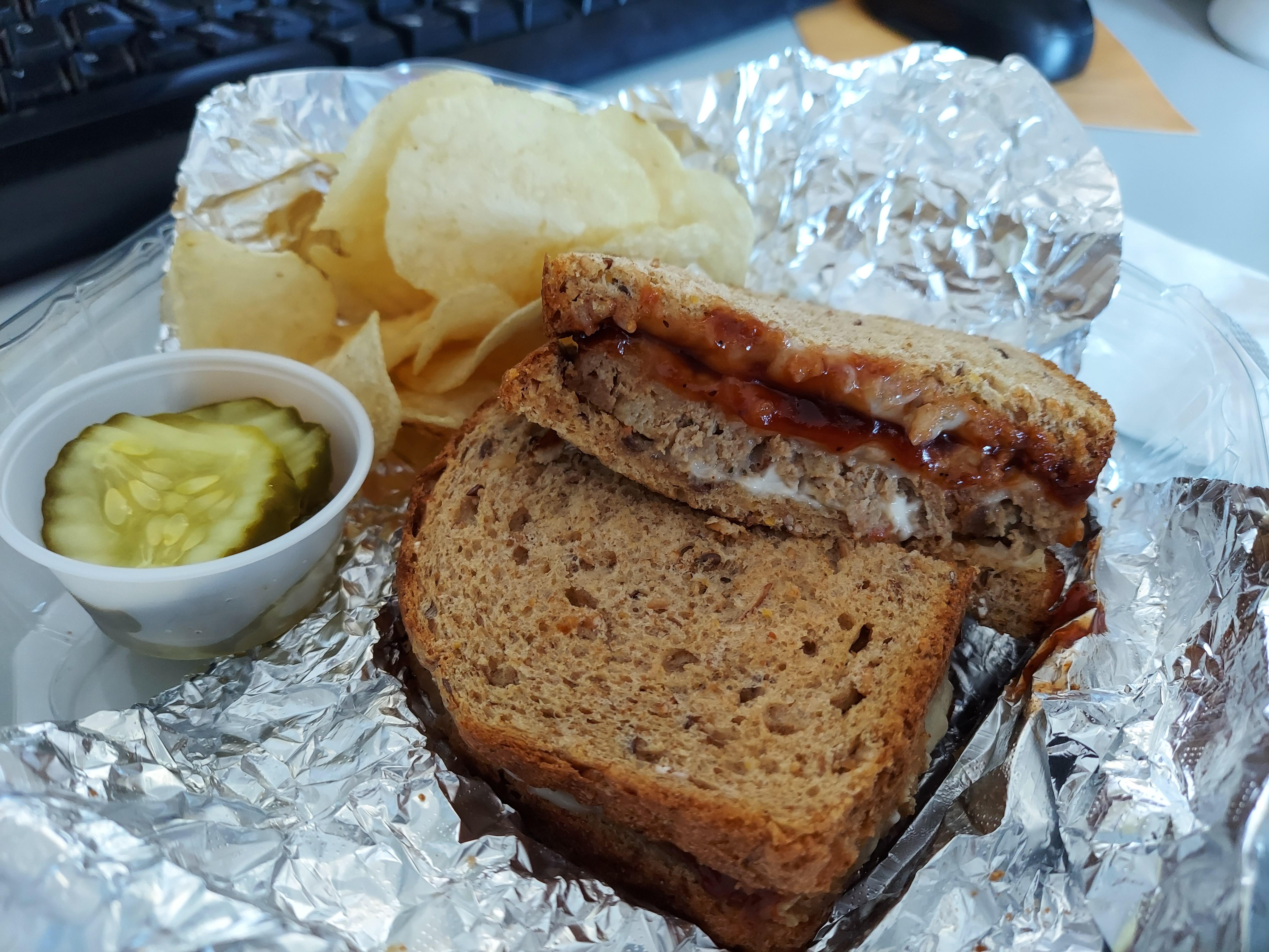 [I ate] this classic meatloaf sandwich (turkey meatloaf, slice of