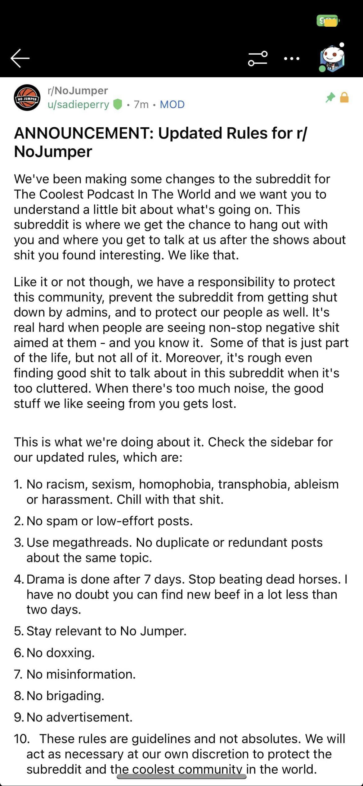 Adam wanna change the rules, it was all good when everyone was