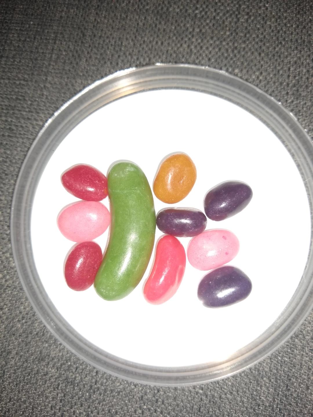 Absolute unit of a jelly bean in a Candy King "Crazy Jelly Beans" tub