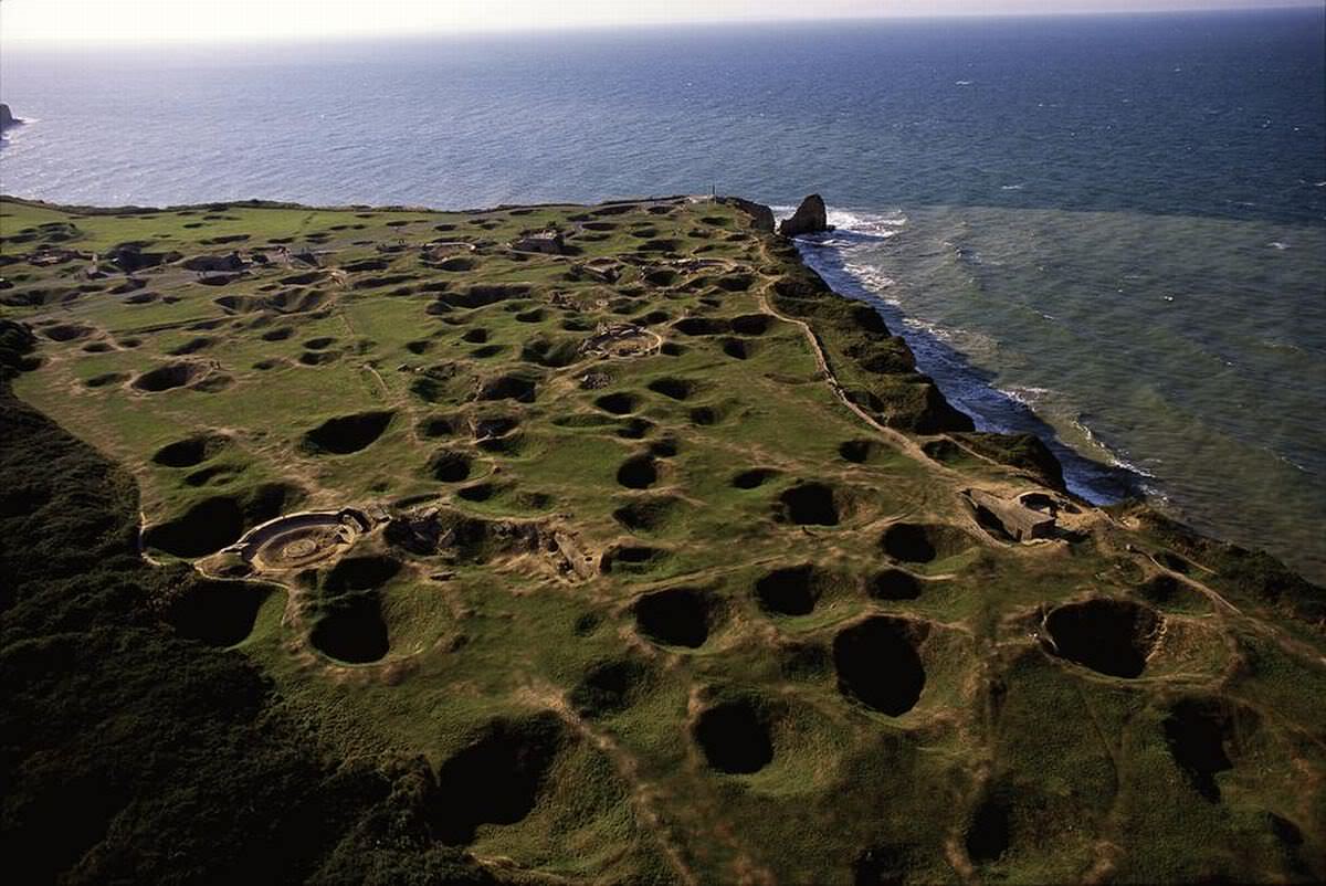 Pointe du Hoc, Omaha Beach today. You can still see the effect of the