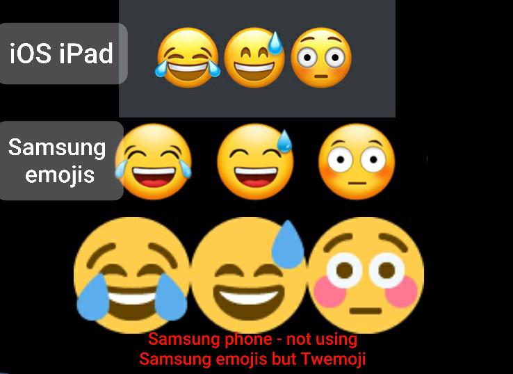iOS discord uses iOS emojis, Android (Samsung) doesn't use Samsung
