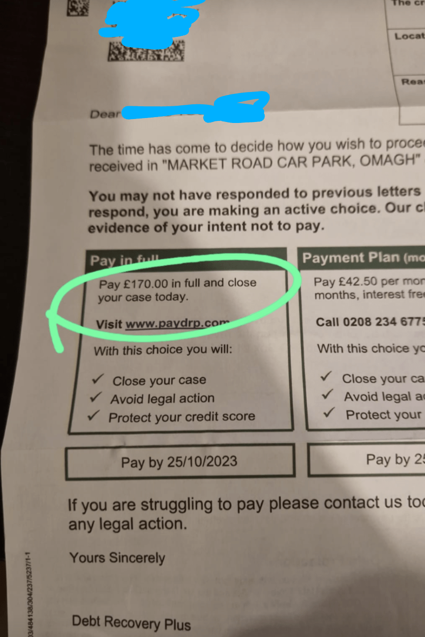 Private Company Parking Charge Notice r/northernireland
