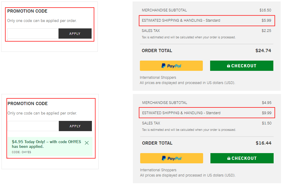 Bath & Body Works Increases the Shipping Price When a Coupon is Applied