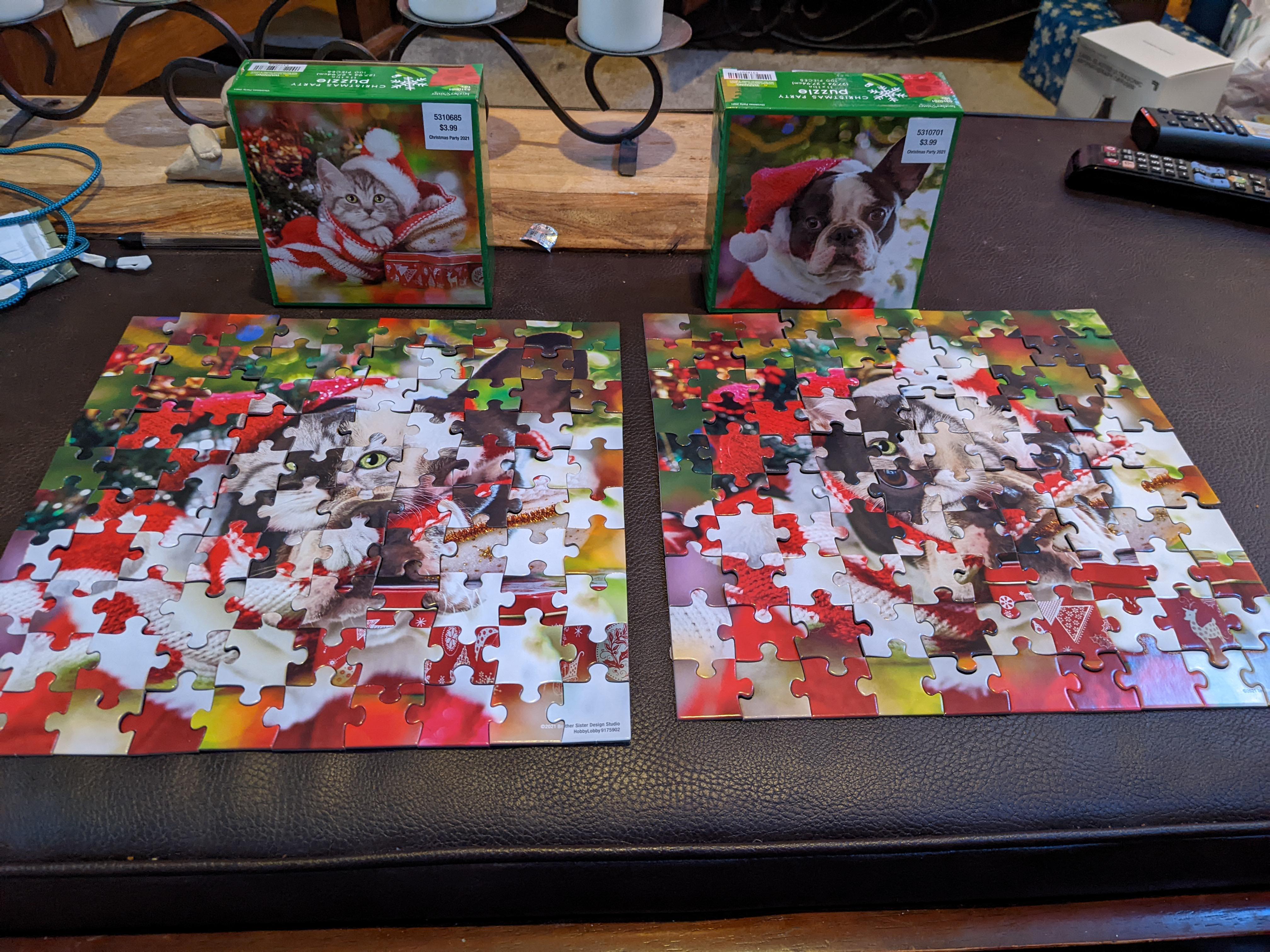 Sister and I got some holiday puzzles to put together. When family left