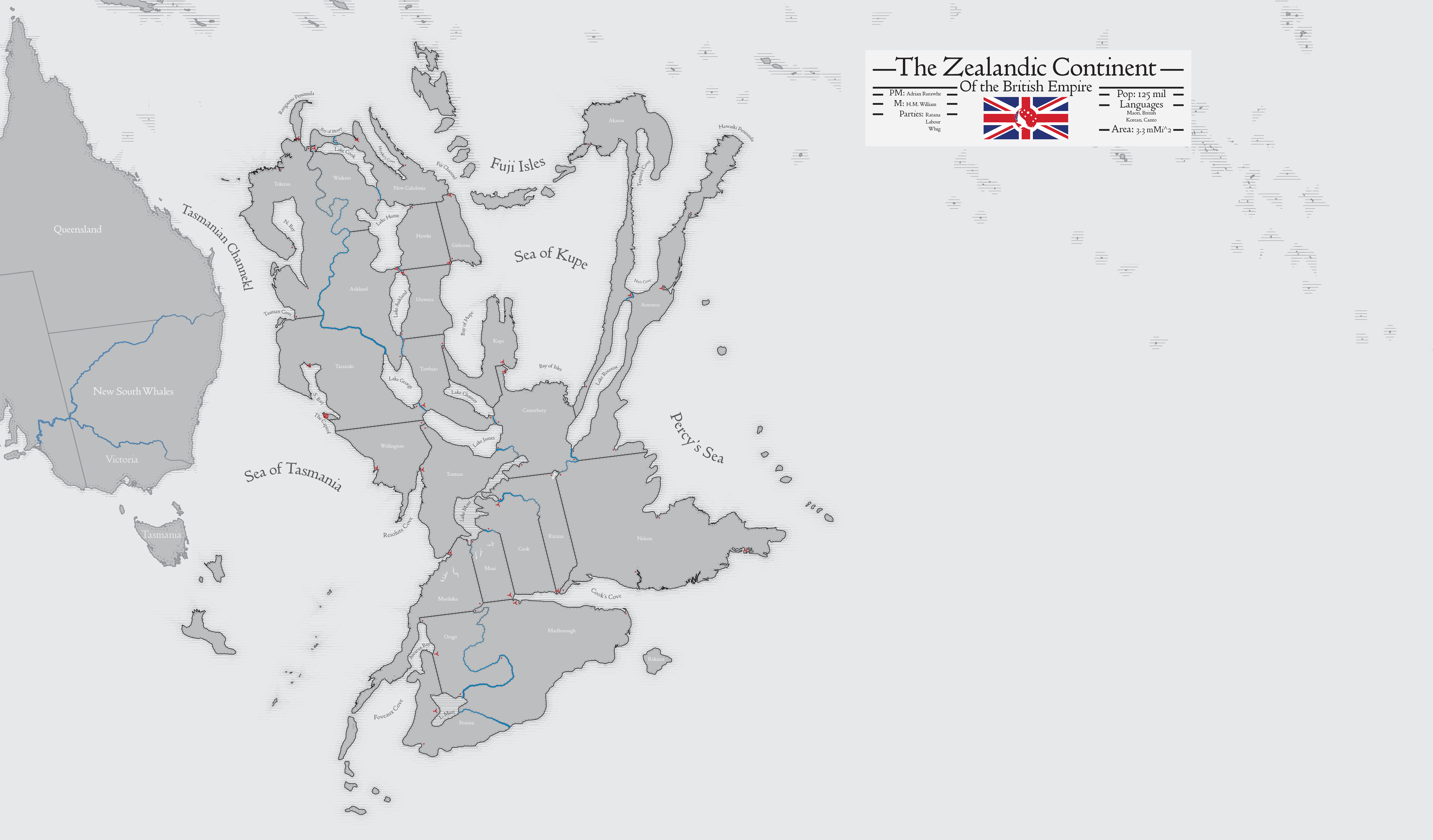 I made a map of Zealandia, The continent NZ is part of, if it were