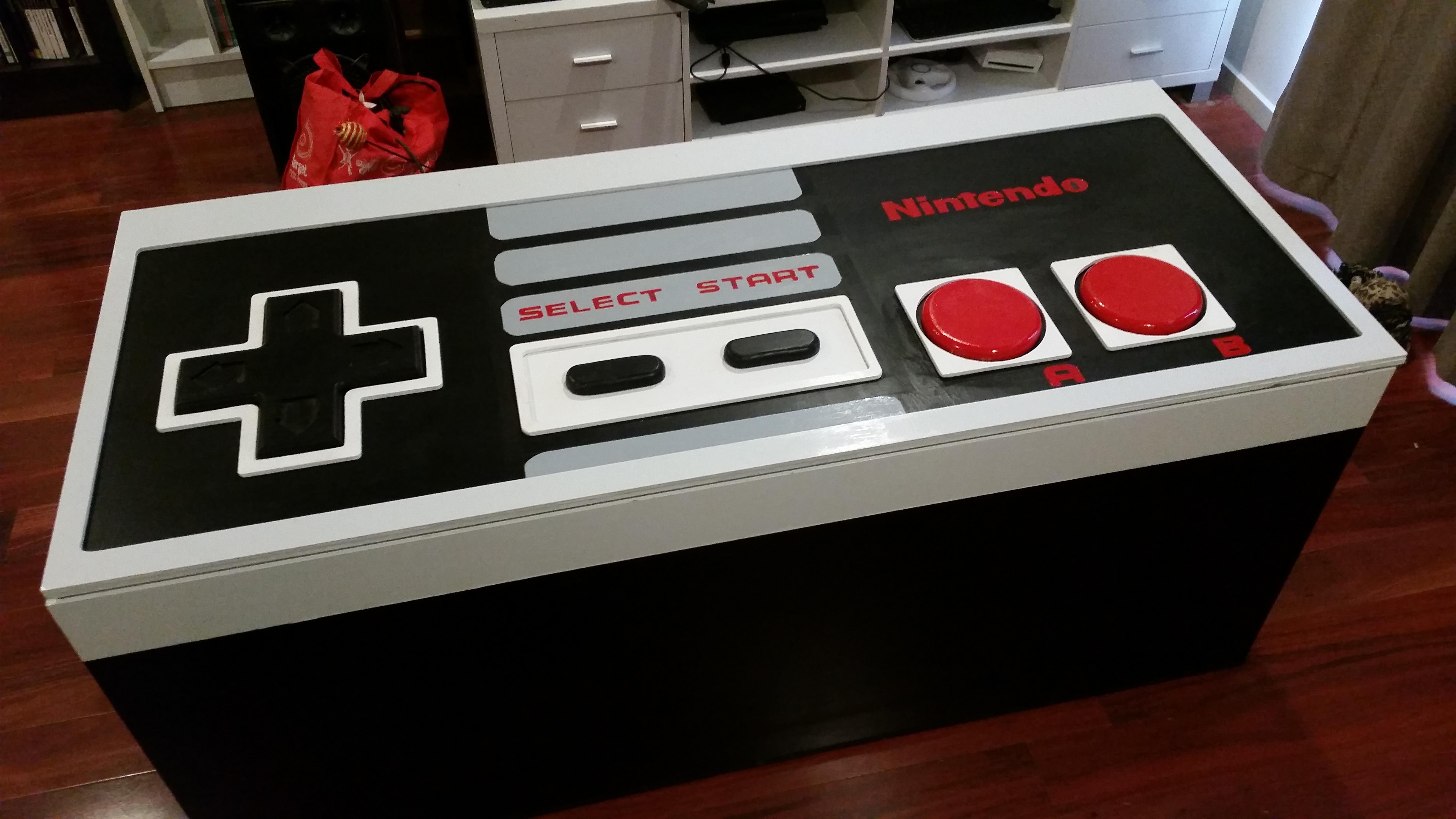 I made this NES inspired coffee table/toy chest r/gaming