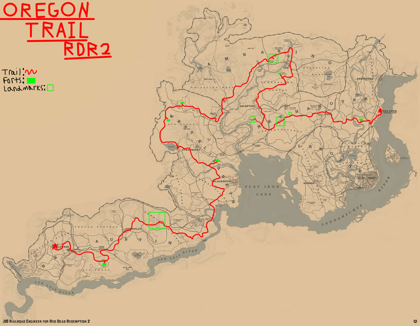 RDR2 Oregon Trail map route r/RDR2