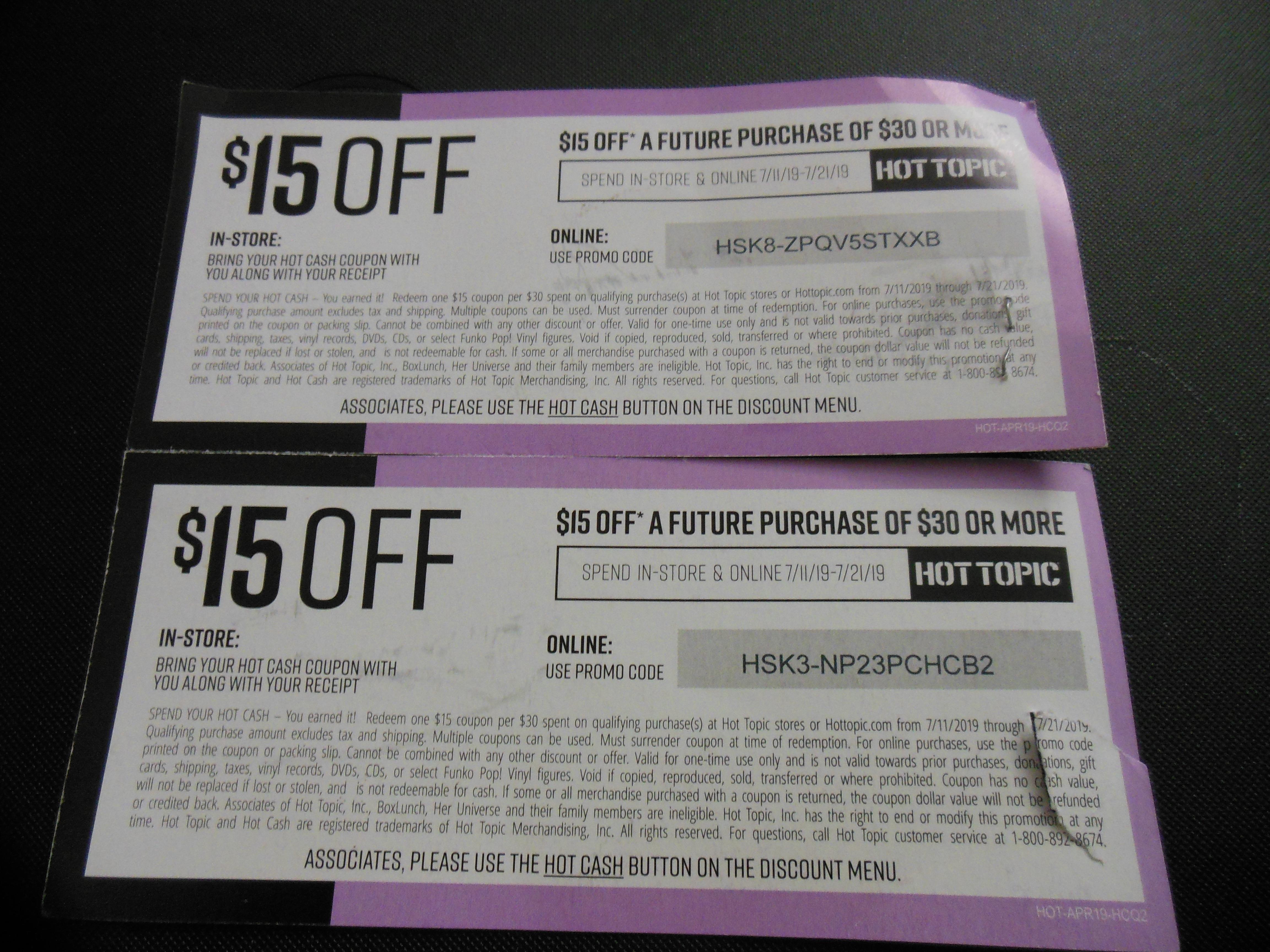 2 Free Hot Topic Codes Expire 72119 r/funkopop