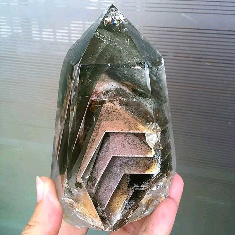 This is Phantom quartz, a quartz crystal with translucent ''phantom