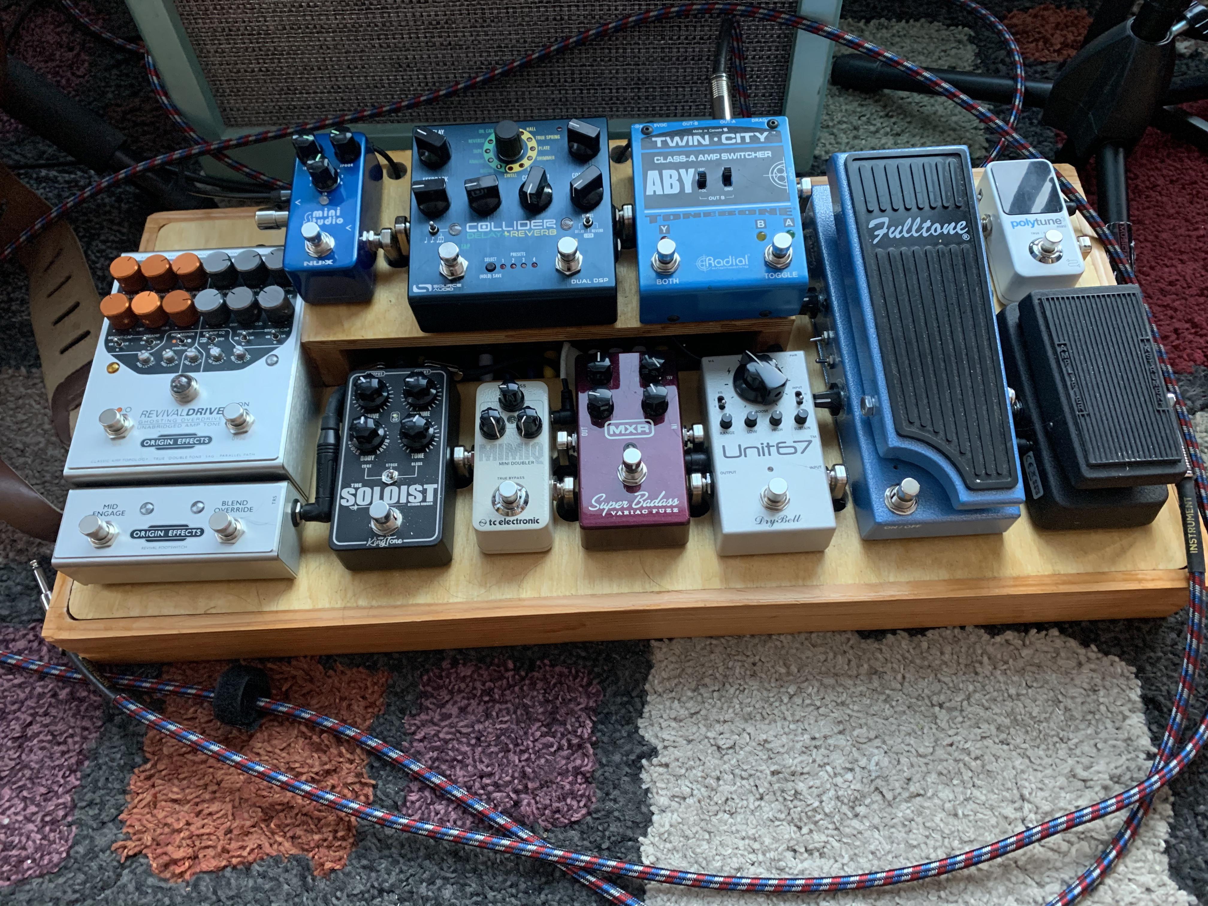 First Post, third pedalboard. Simple(ish) Wet/dry for two amps or ampless directtomixer