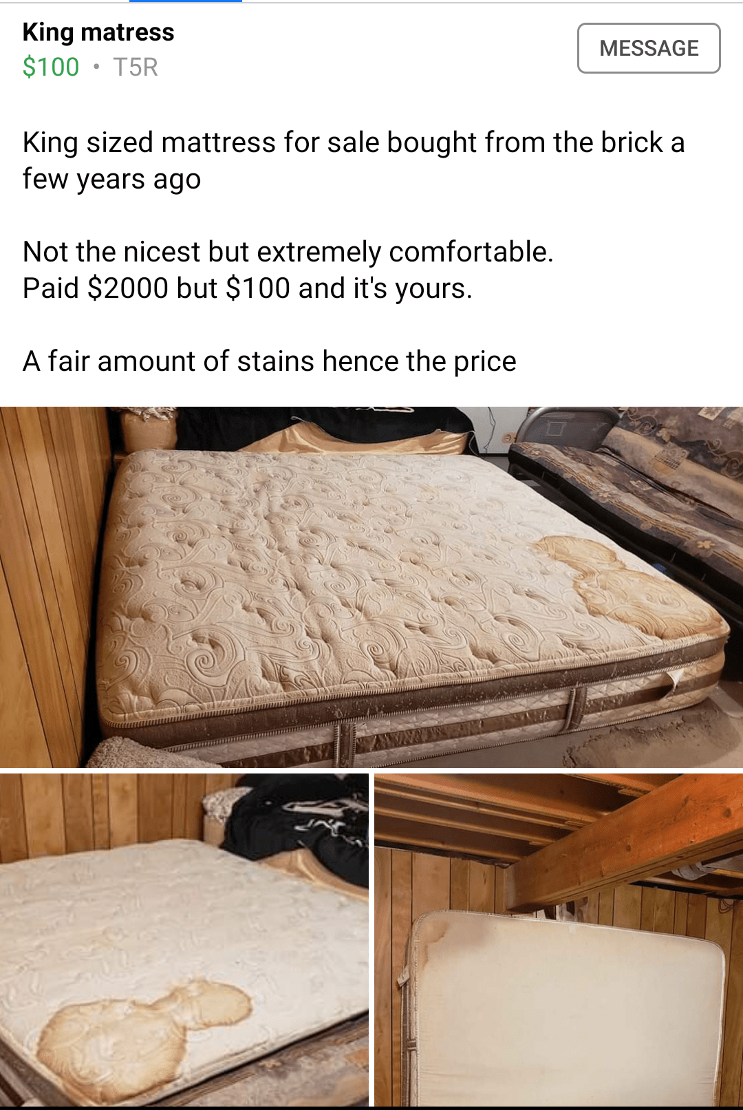 King size mattress with a side of stains r/CrackheadCraigslist