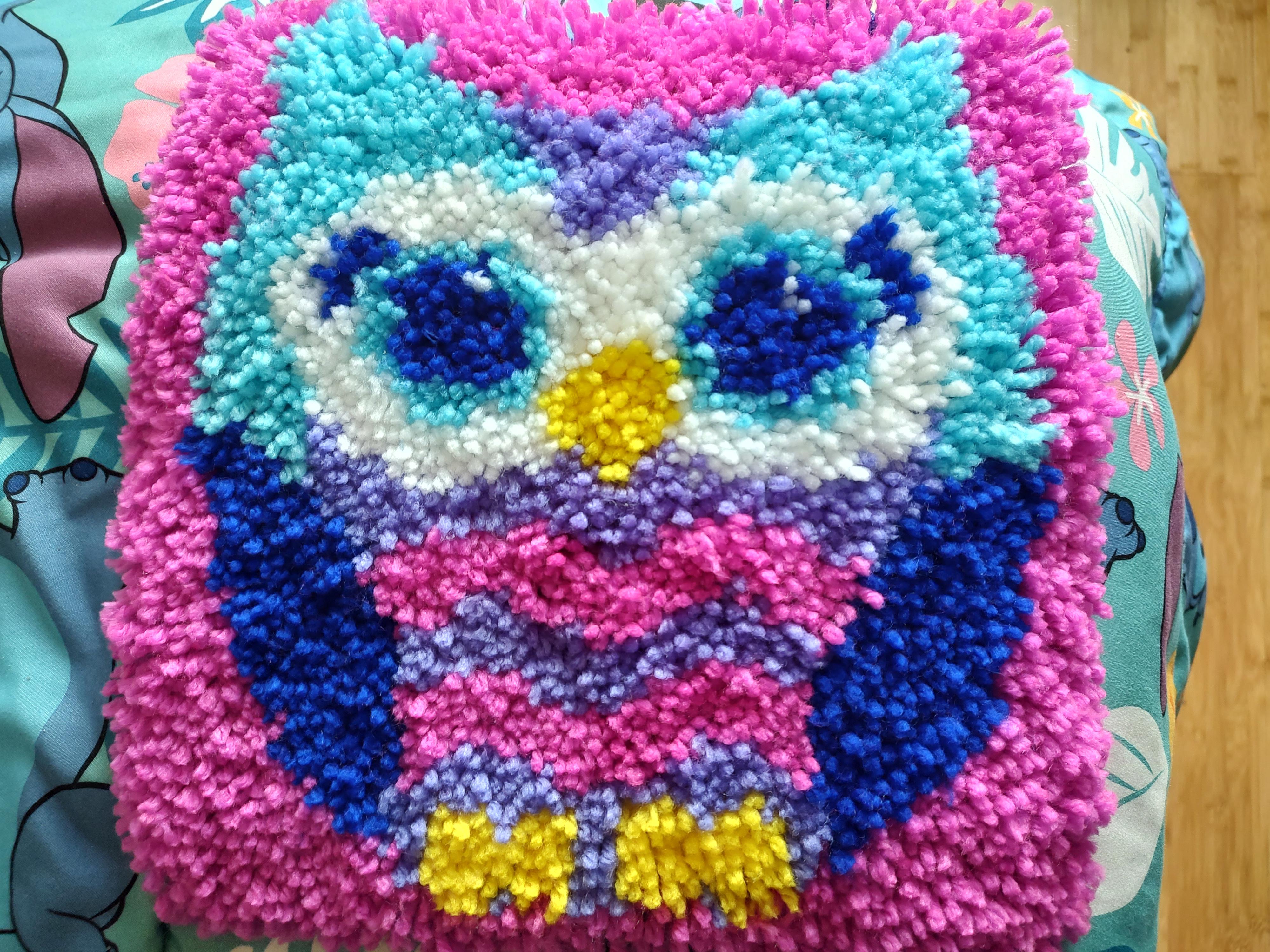 Finished a latch hook mini rug kit I found at Goodwill r/crafts