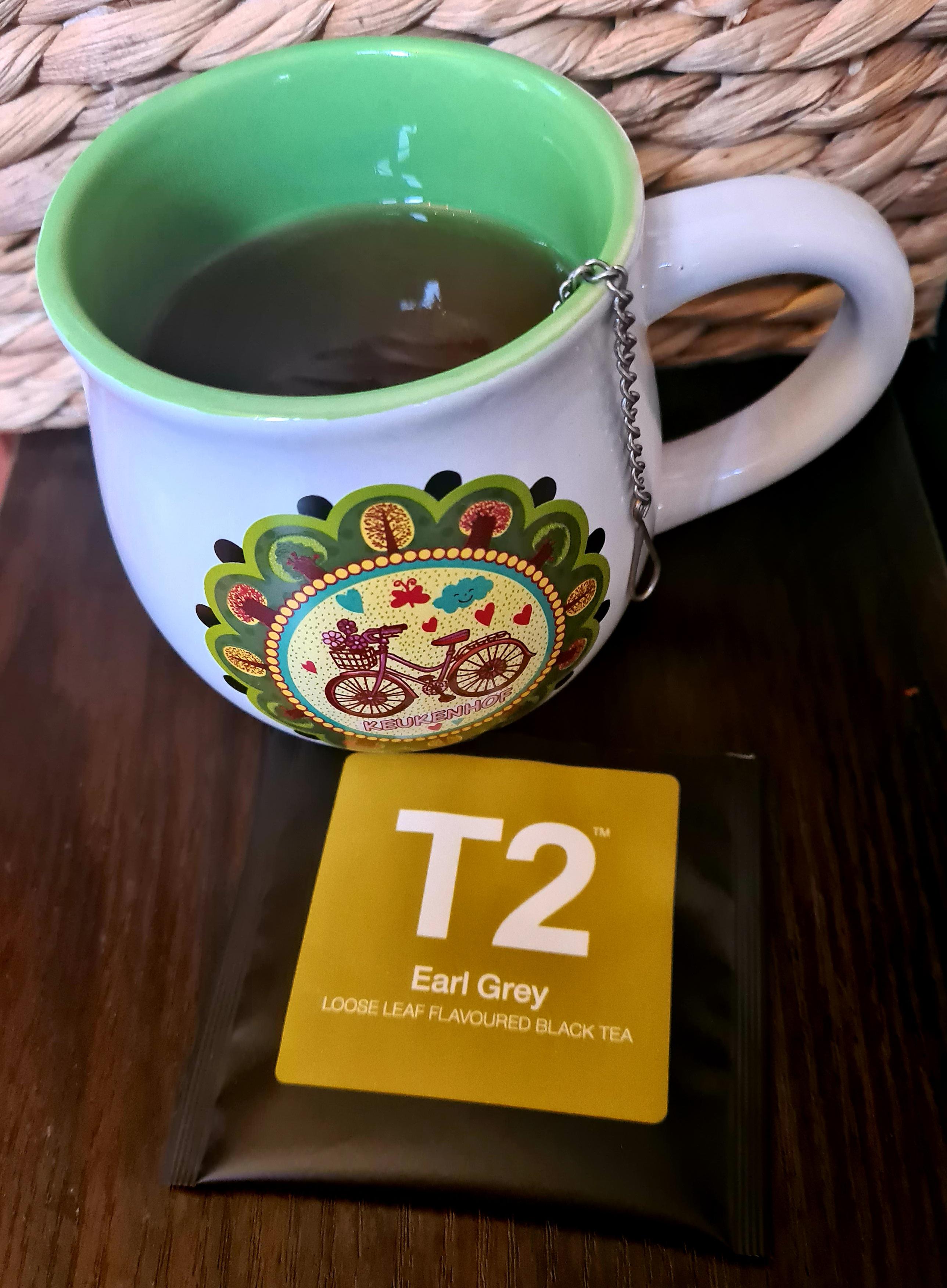 Earl Grey by T2Tea. Steeped 100°c for 3 mins, a little added sugar