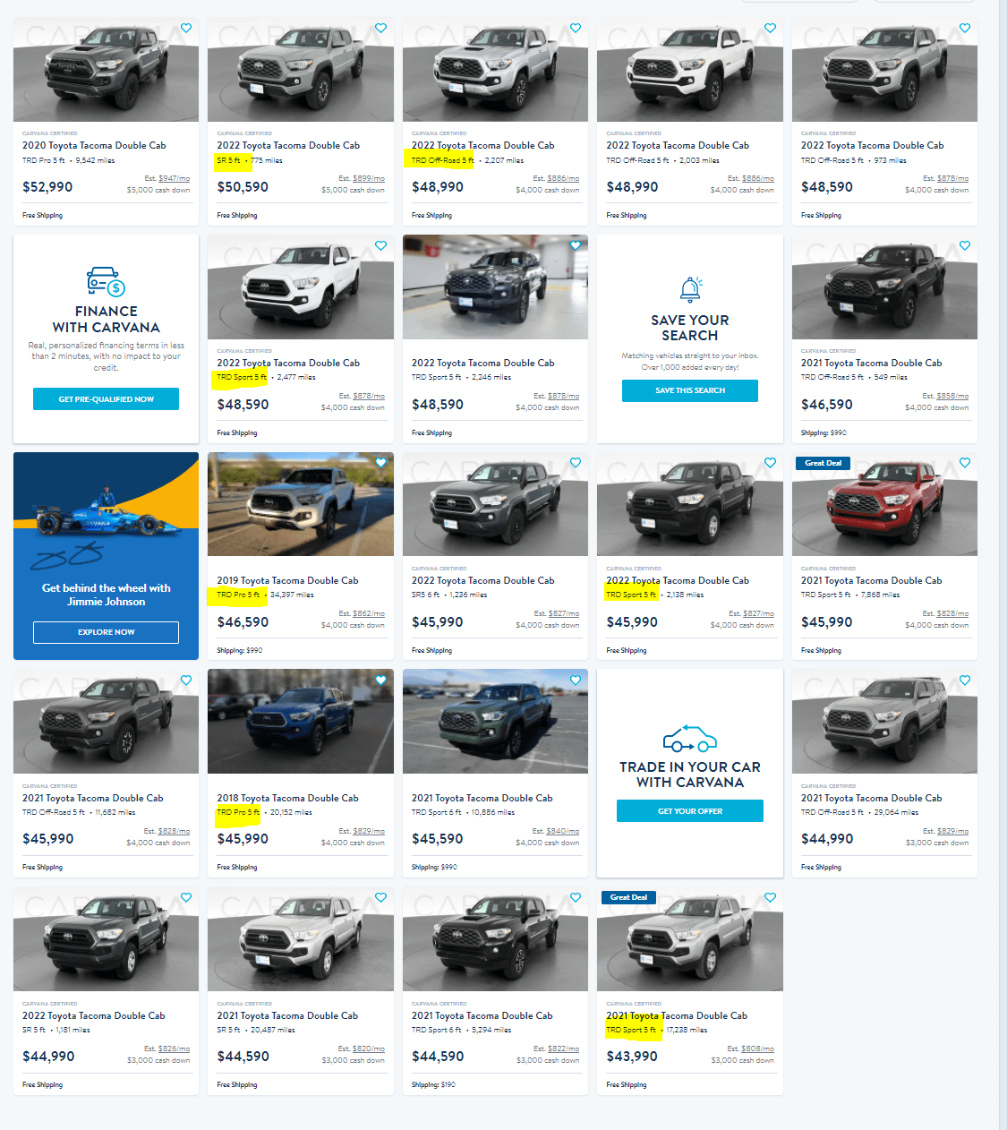 PSA... Carvana's 20 most expensive tacos... 6 are incorrectly listed as