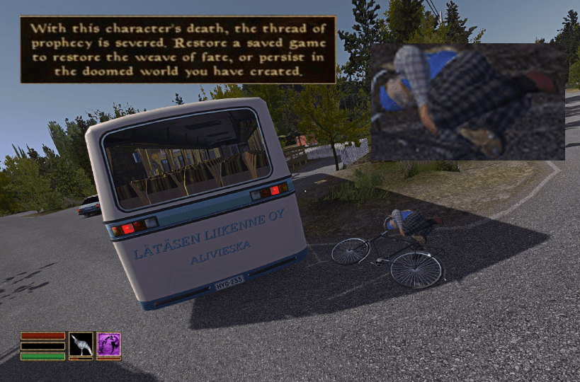 when you spot Teimo's corpse on the way back from a poop truck run