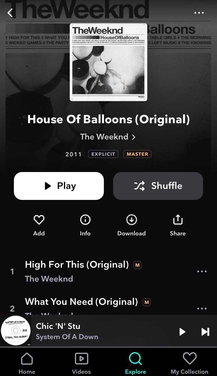 HOB in master quality audio for the first time on Tidal. r/TheWeeknd