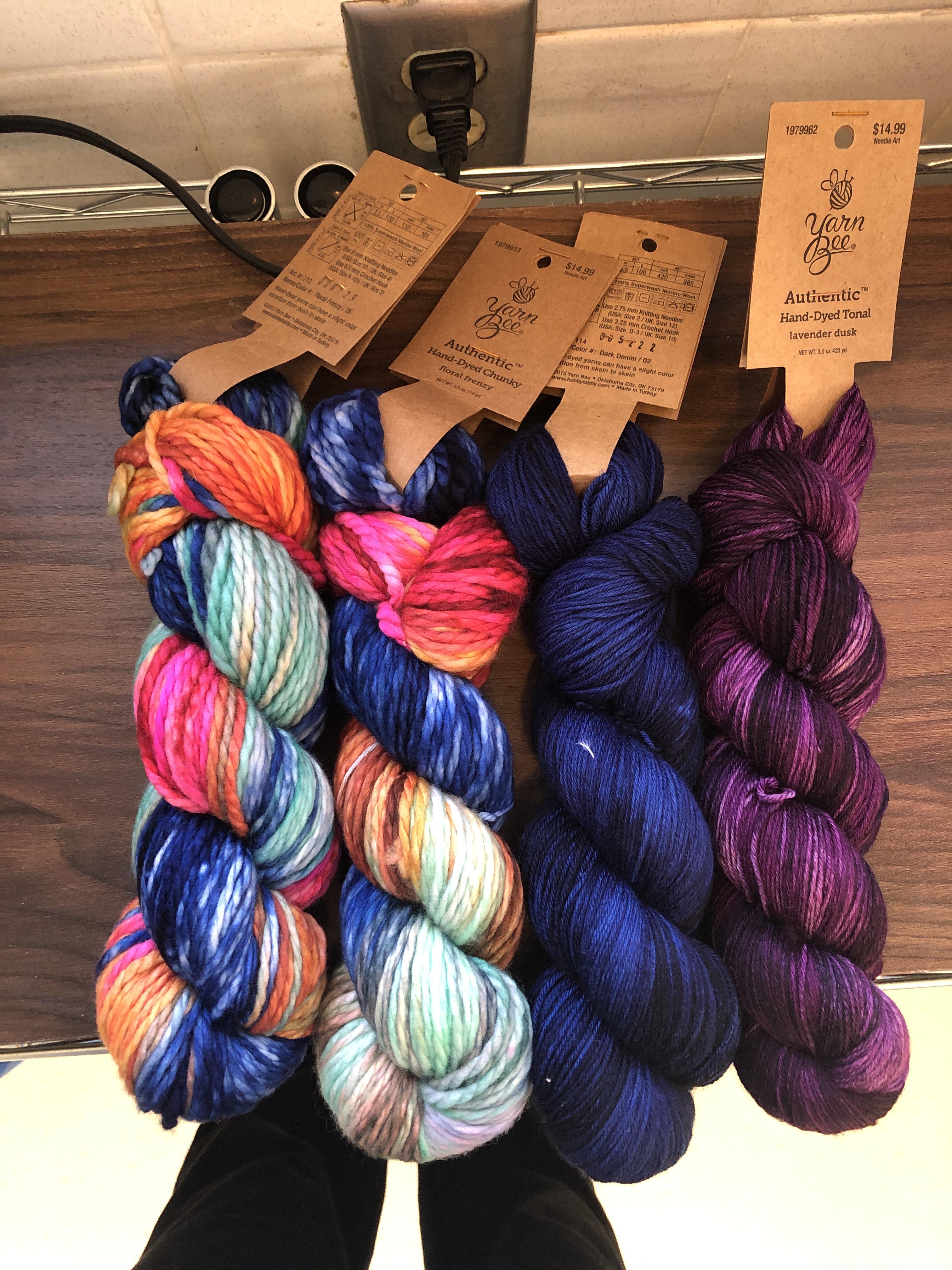 😍😍hobby lobby has 100 hand dyed merino wool yarn now. Picked this up