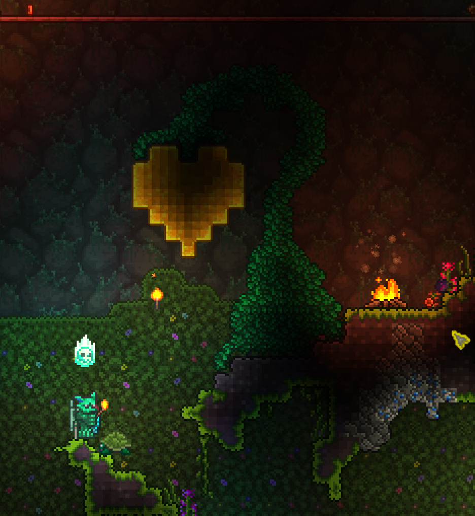 I had some honey blocks, so I decided to make a Life Fruit. r/Terraria
