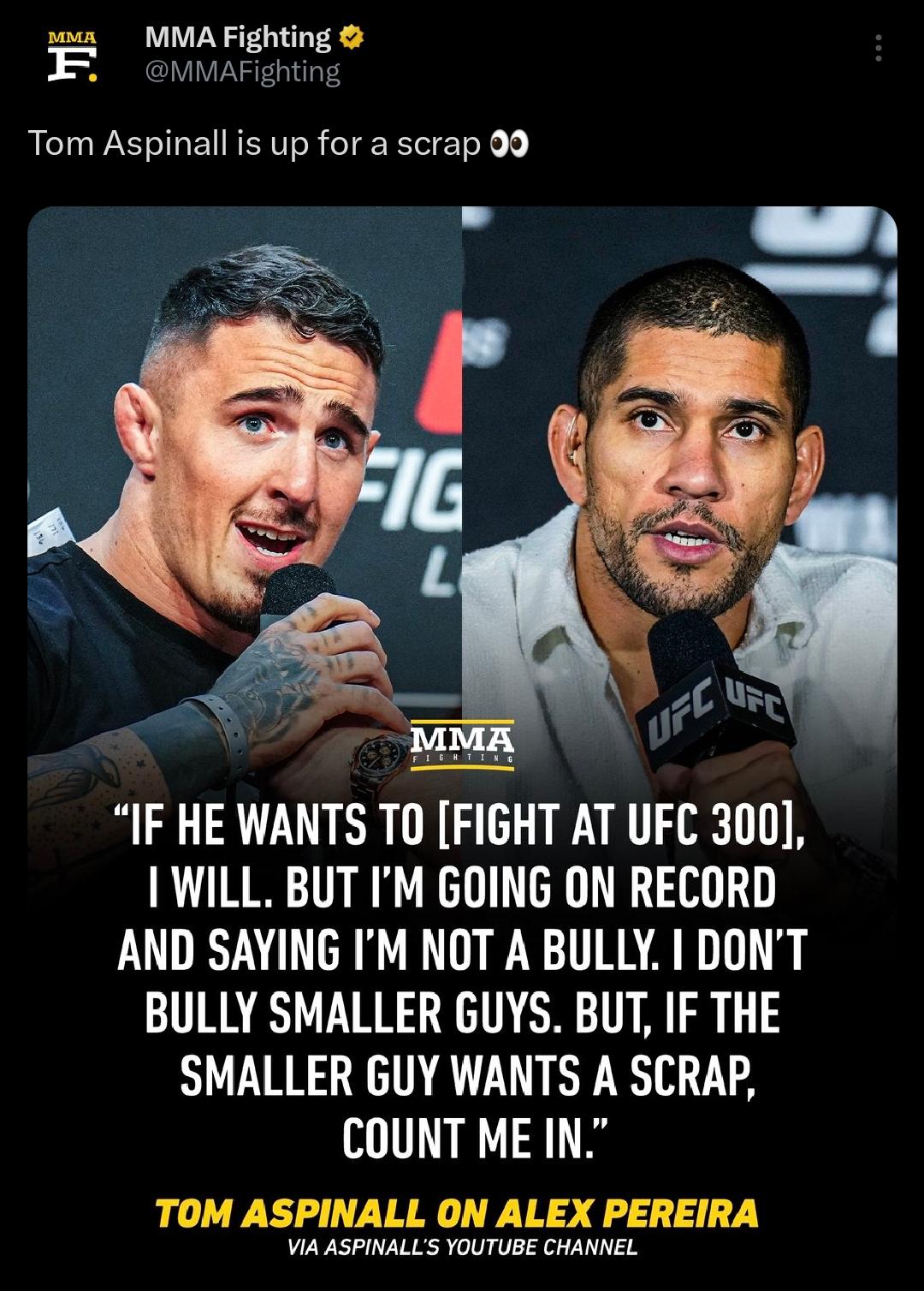 [MMA FIGHTING] Tom Aspinall on a potential bout between him and Alex