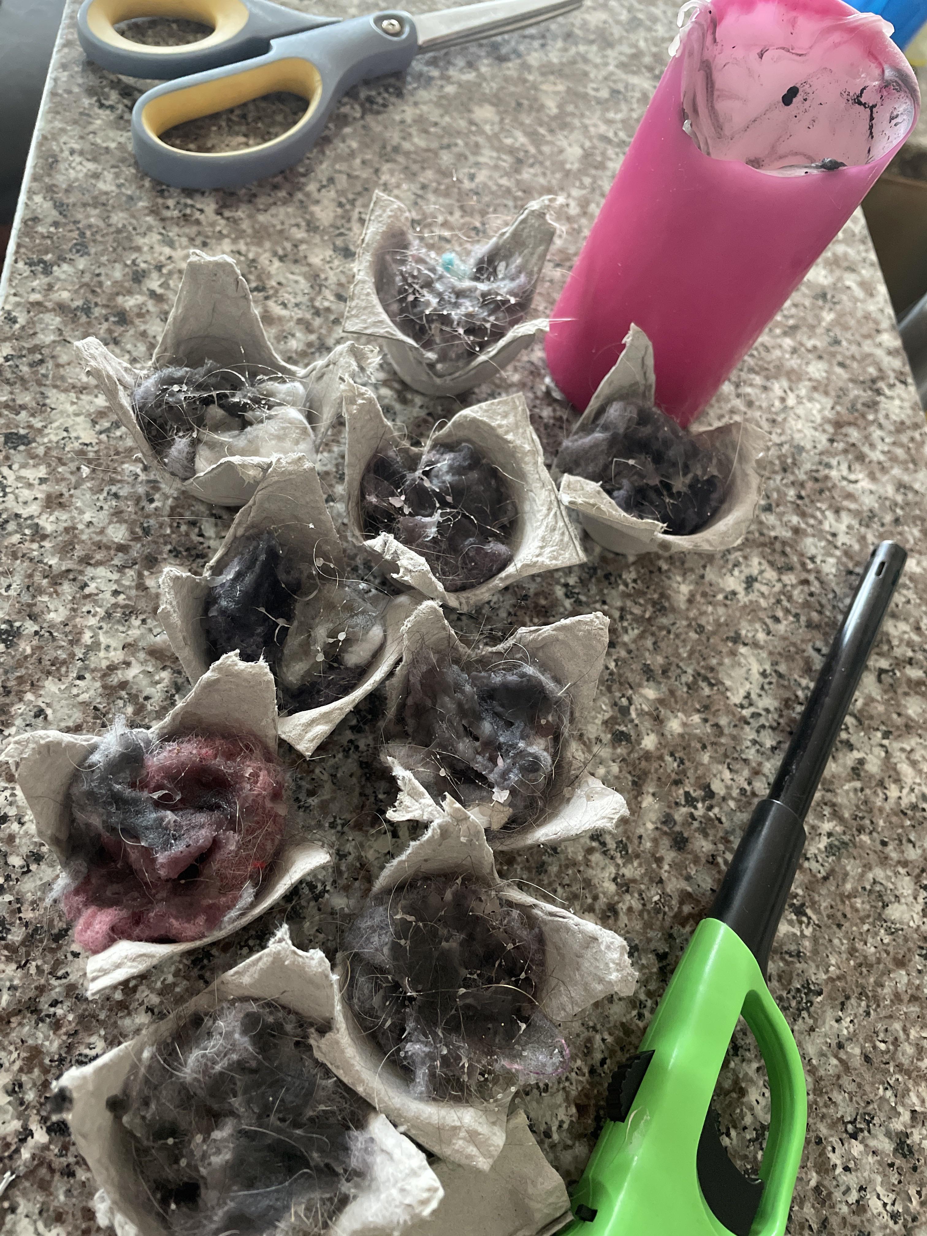 DIY fire starters egg carton, dryer lint, wax r/camping