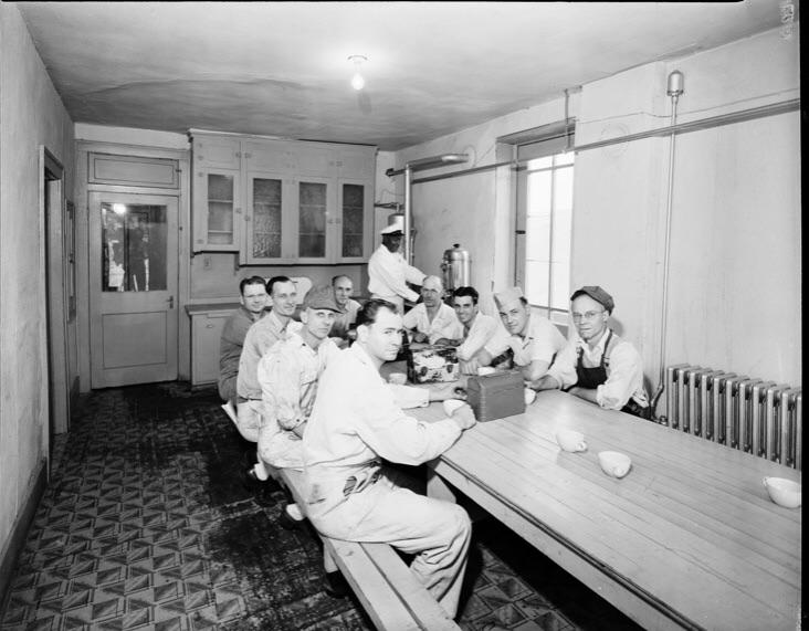 Lunch room at Fred Jones Ford, Oklahoma City, OK, 1946. Photo taken by