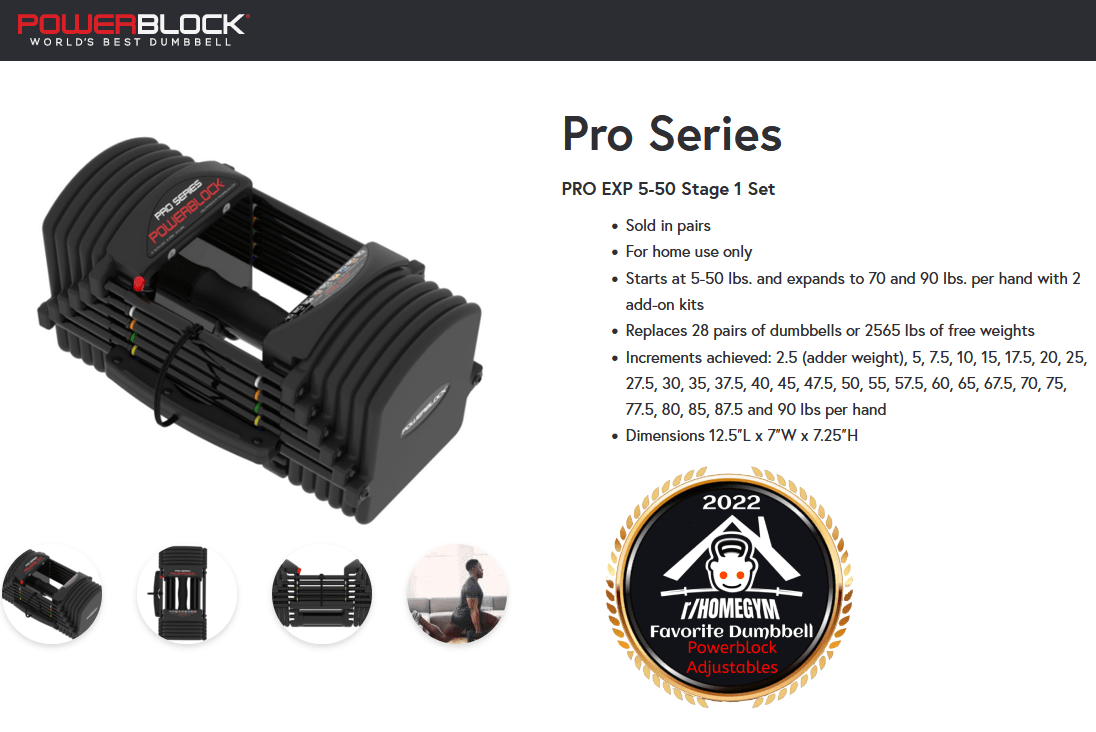 Powerblocks win 2022 r/HomeGym Favorite Dumbbell r/homegym