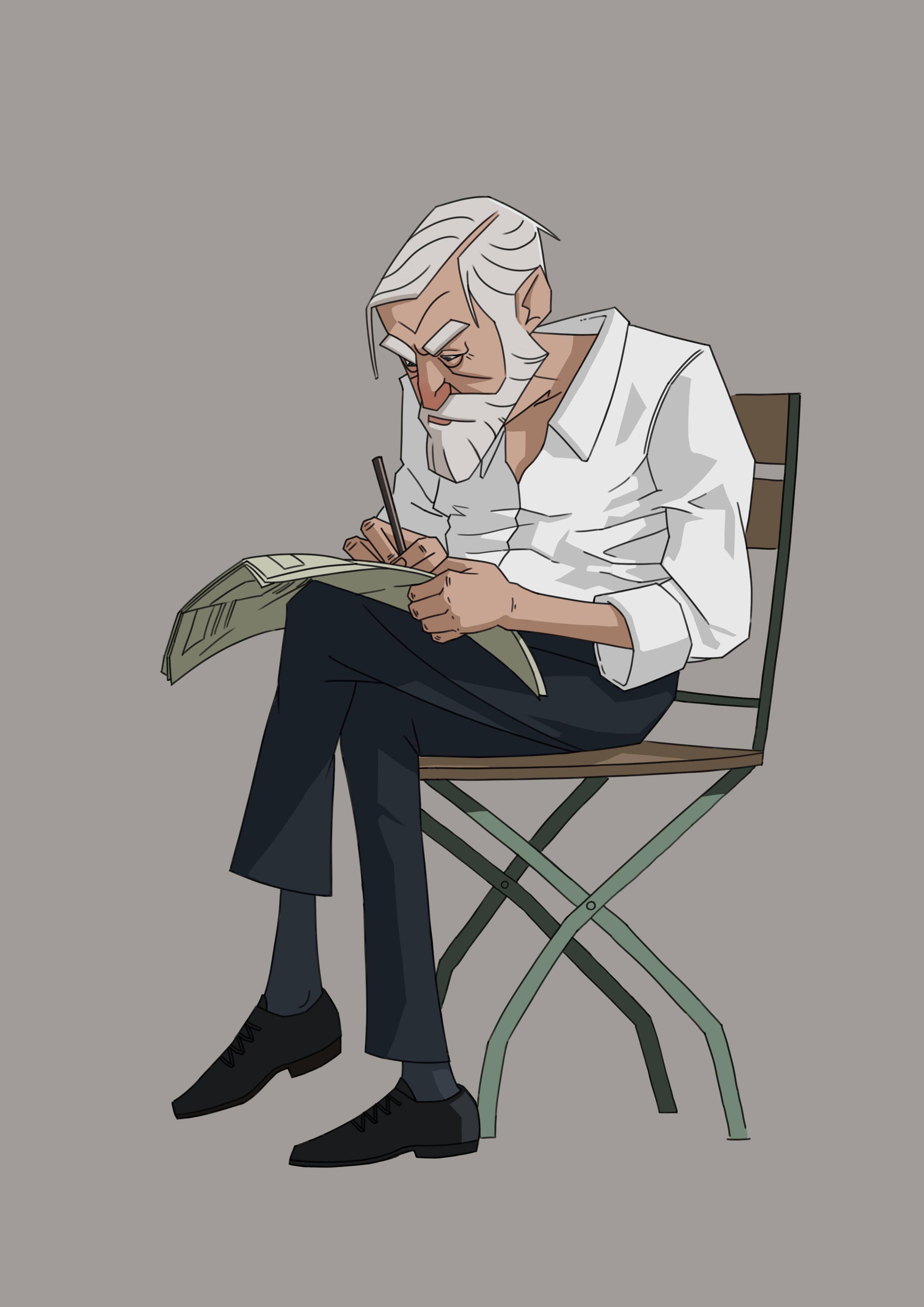 I tried to capture this old man sitting across from me at the café