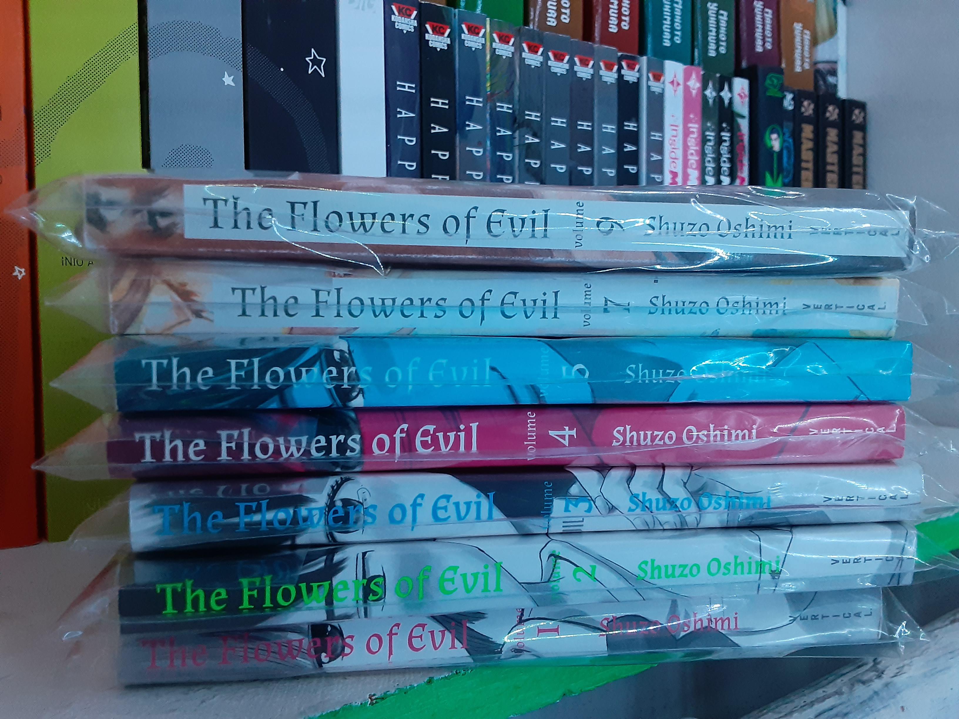 7 down 4 to go! Flowers of Evil volumes 1,2,3,4,5,7, and 9. Hoping to