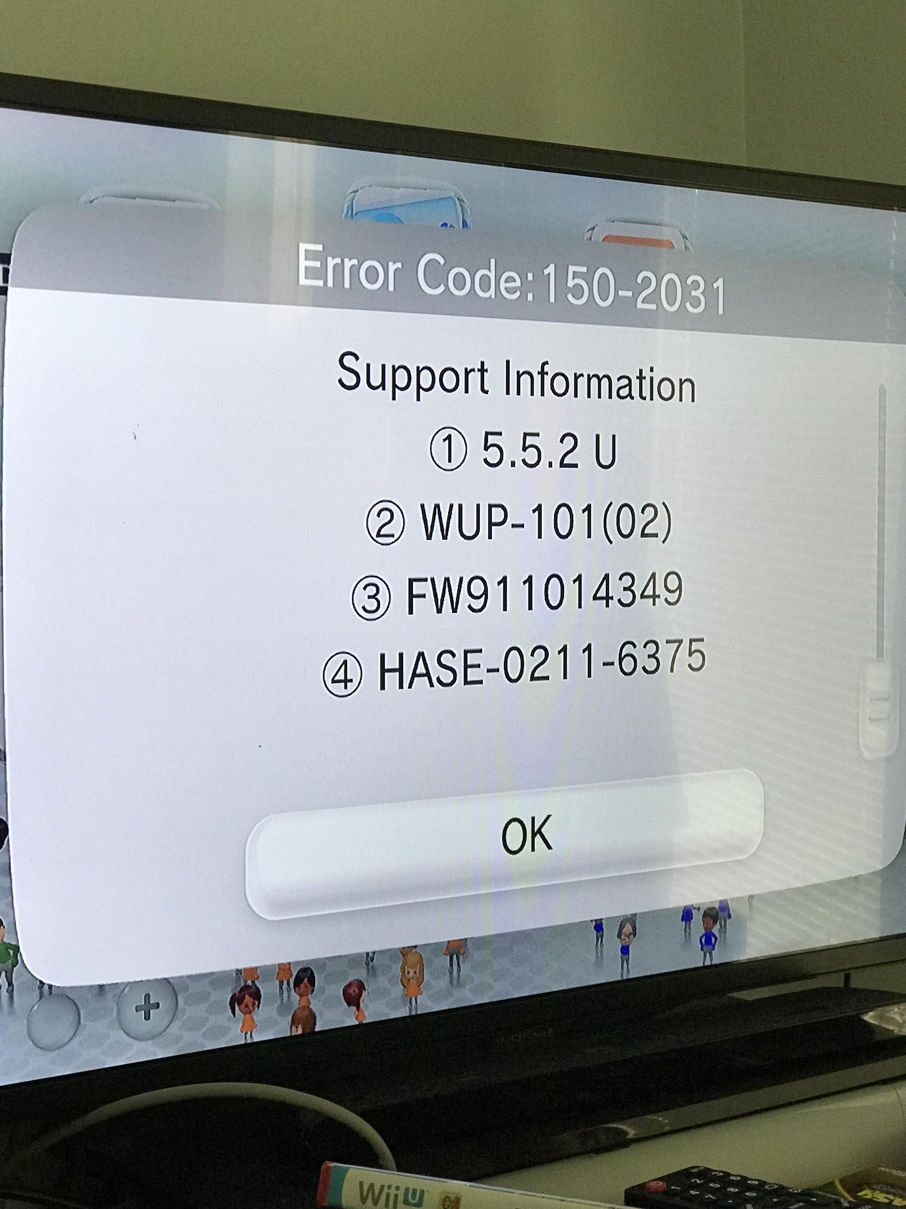 Trying to play Mario Kart and gives this error. The disc is in perfect condition. wiiu