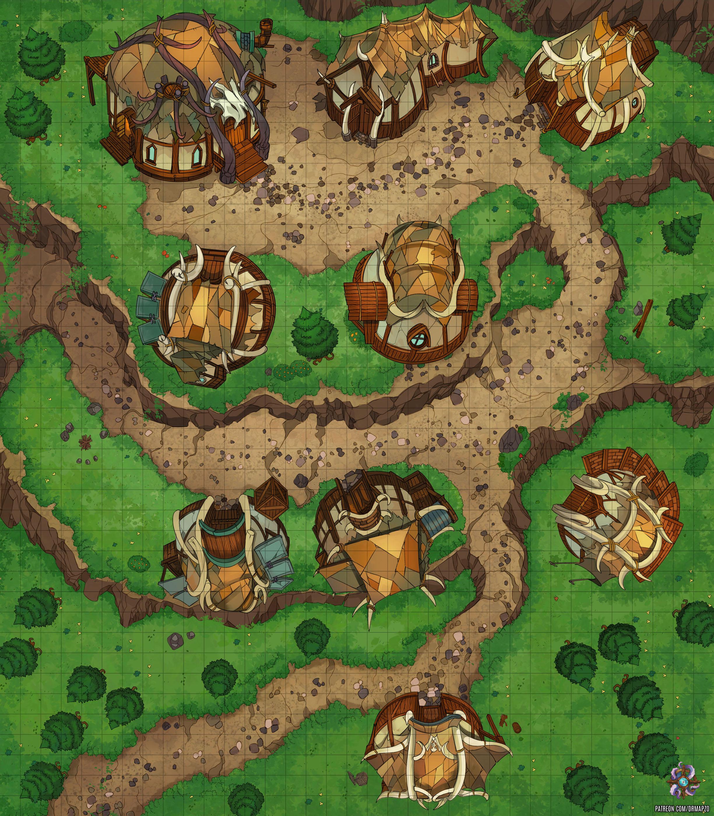 Mountain Village Battle Map 35x40 r/mapmaking