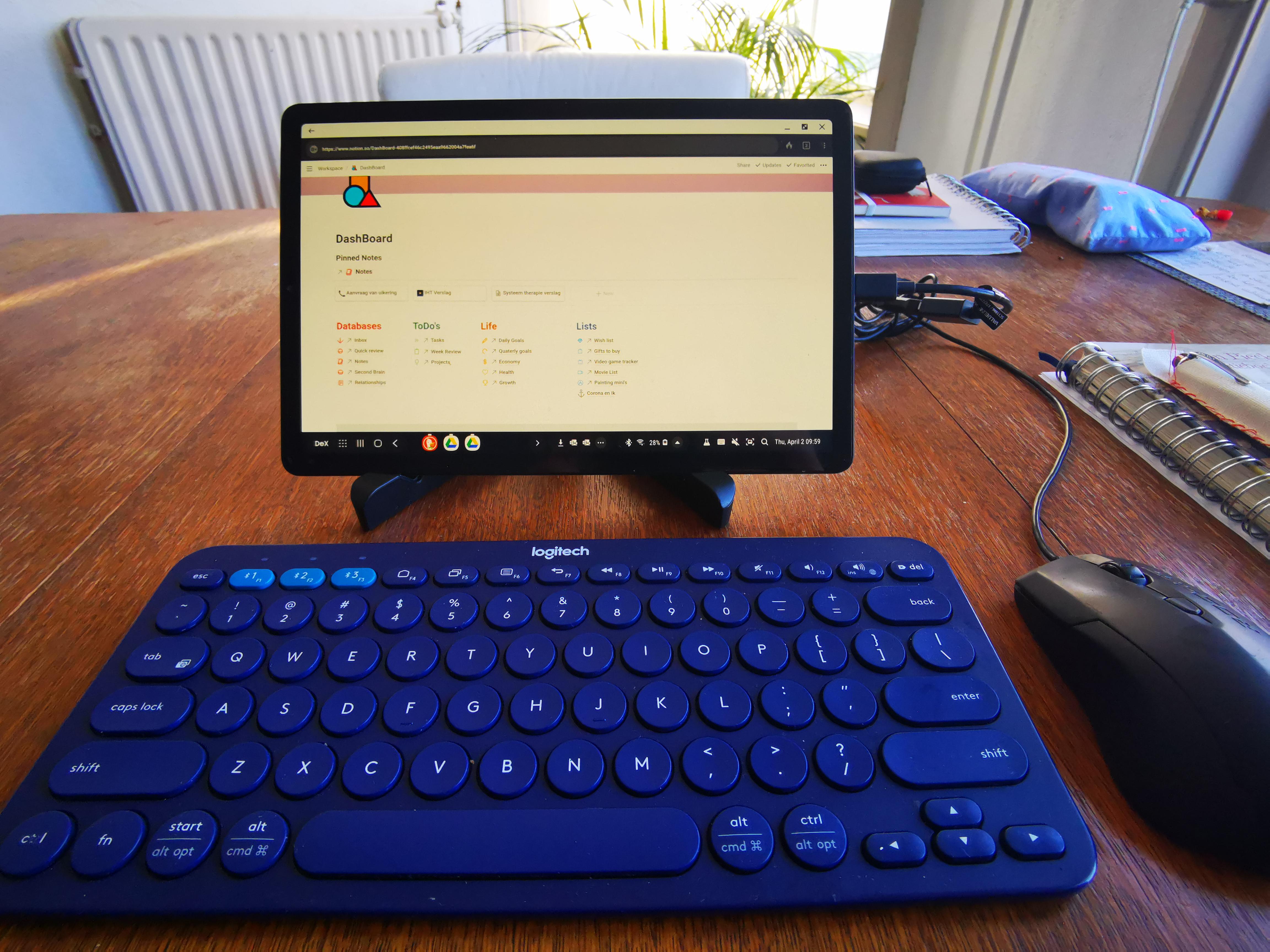 LPT if you open notion on tablet in Samsung dex mode in a
