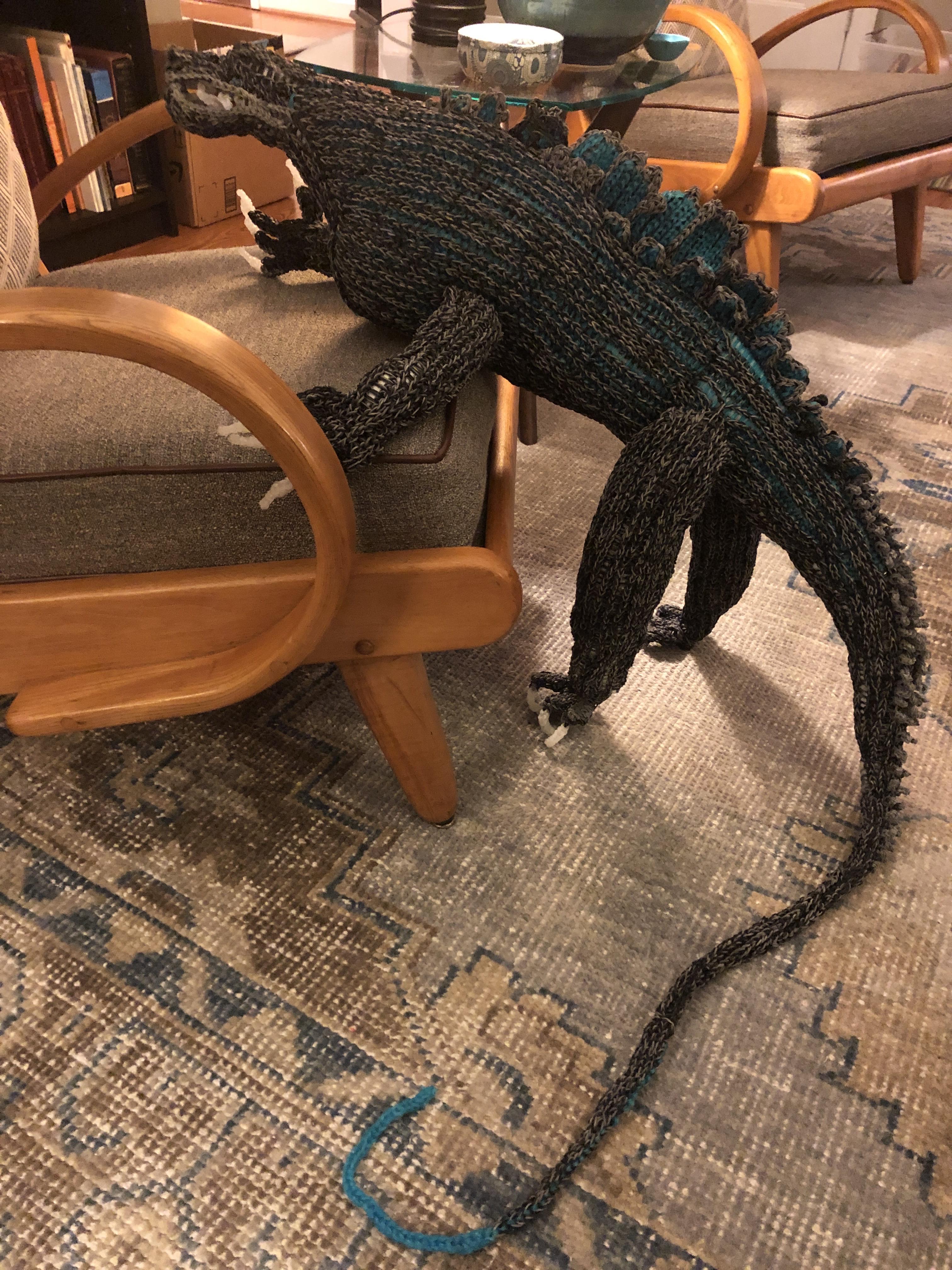 I made the largest rubber band animal ever and it’s Godzilla so... r