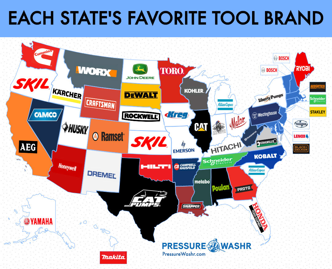 Each state's favorite tool brand r/Tools