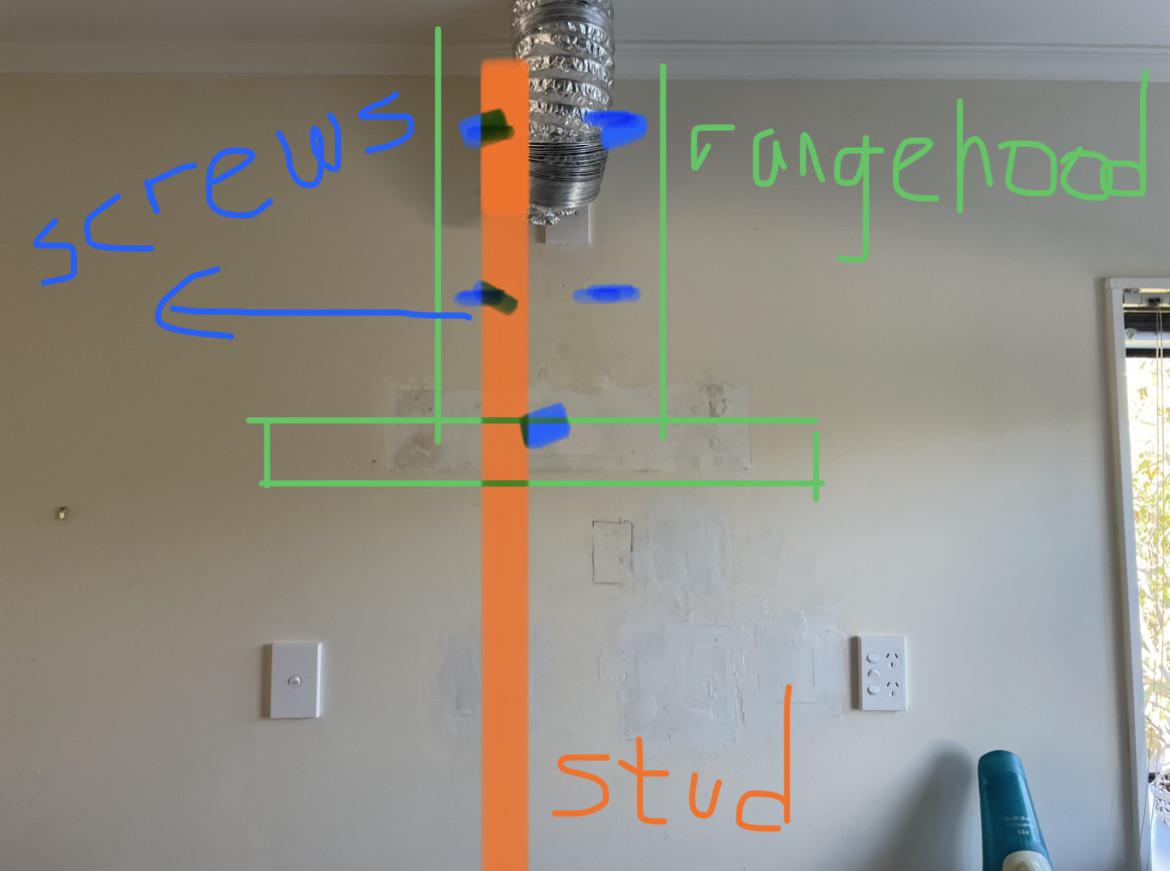 How to install the rangehood if the stud is not aligned? I consider