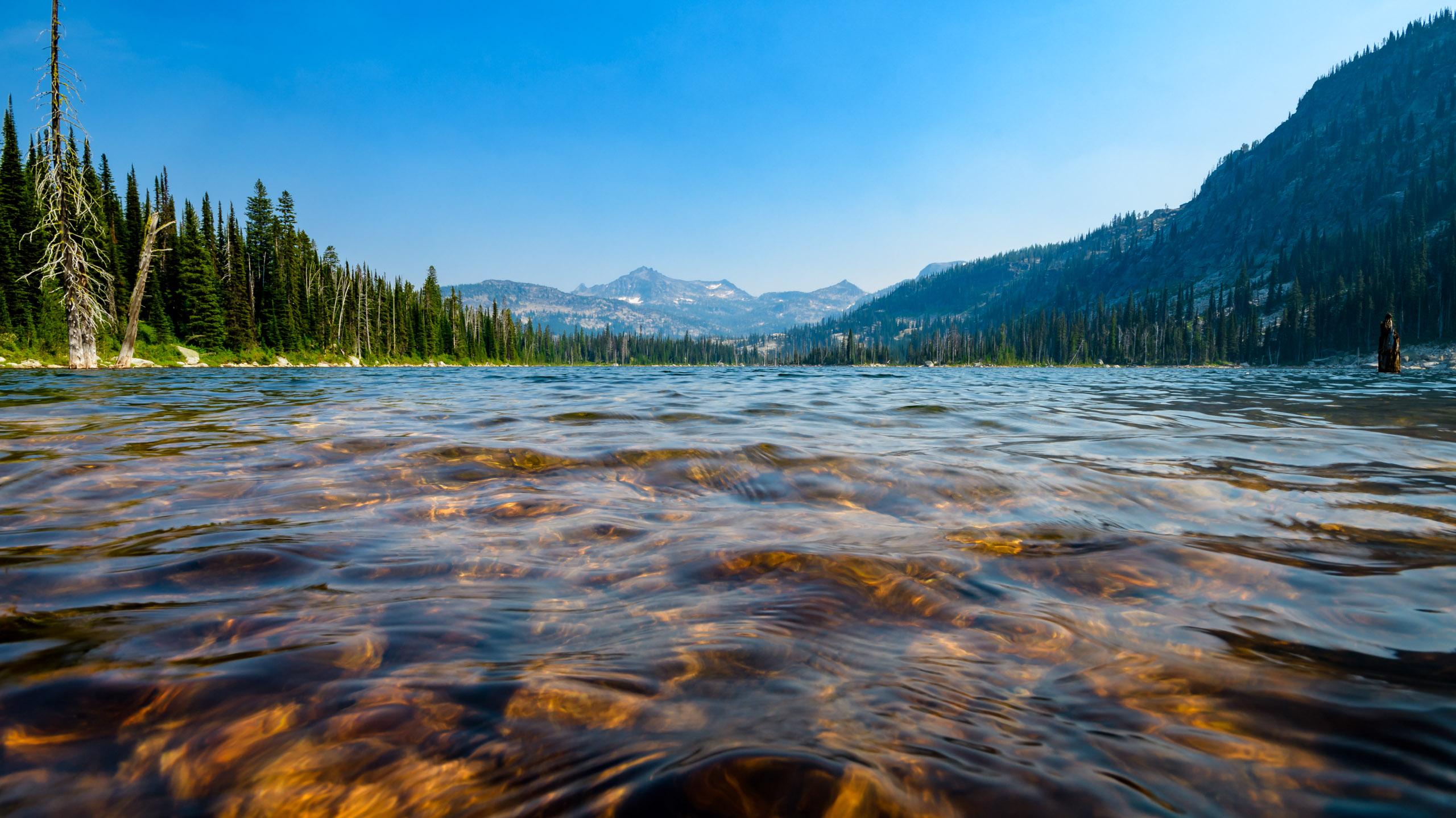 The waters of Fish Lake with White's Mountain in the distance