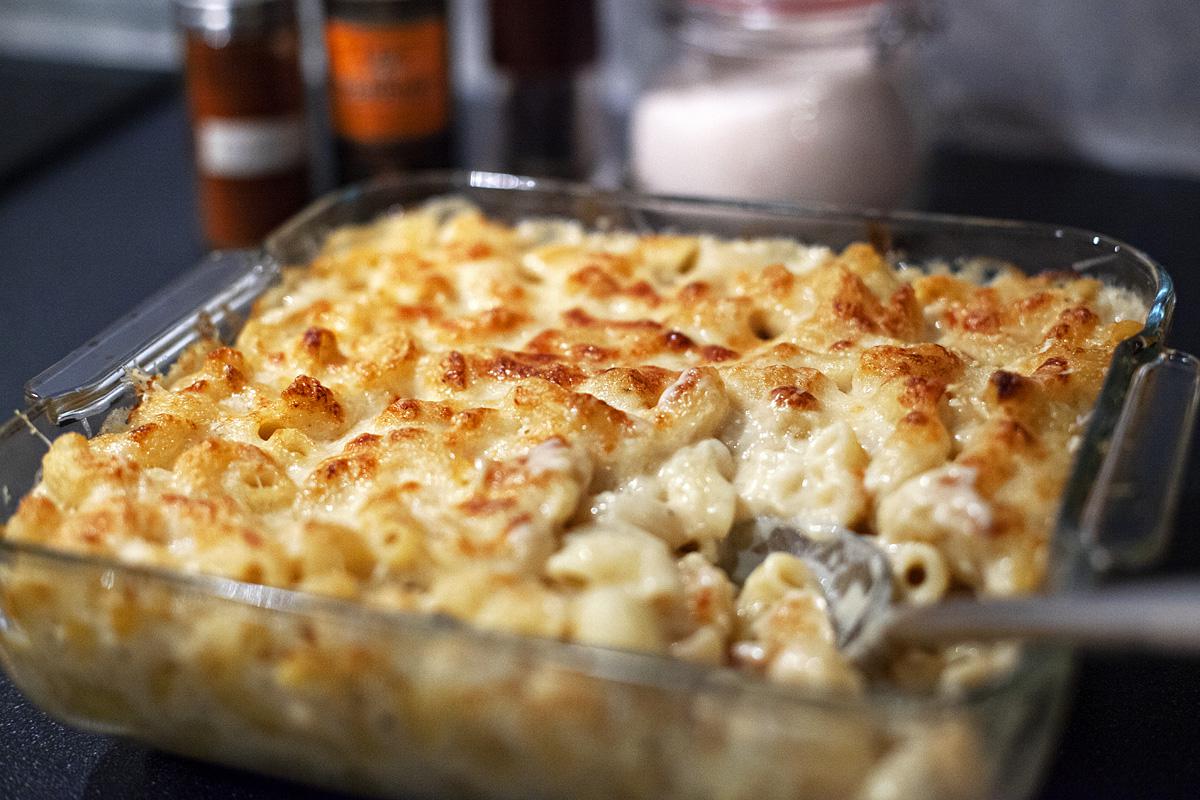 For tonight Anthony Bourdain's Macaroni and Cheese. Cheddar, Gruyère