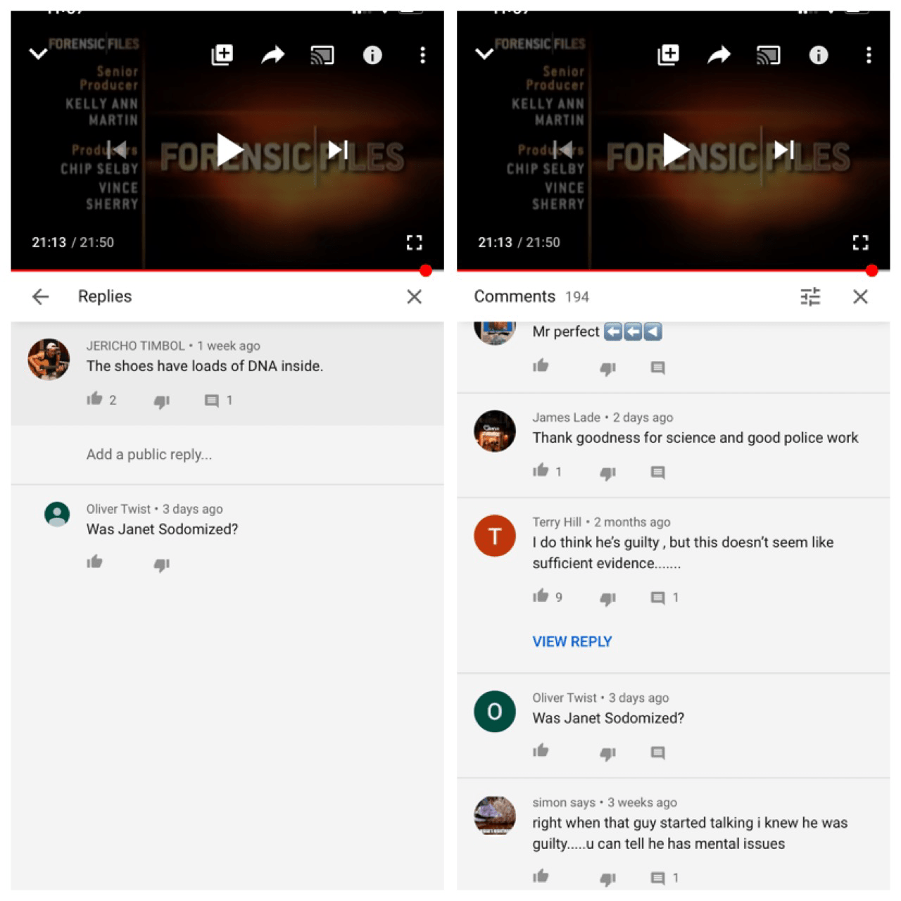 YouTube user “Oliver Twist” keeps asking on various videos if female