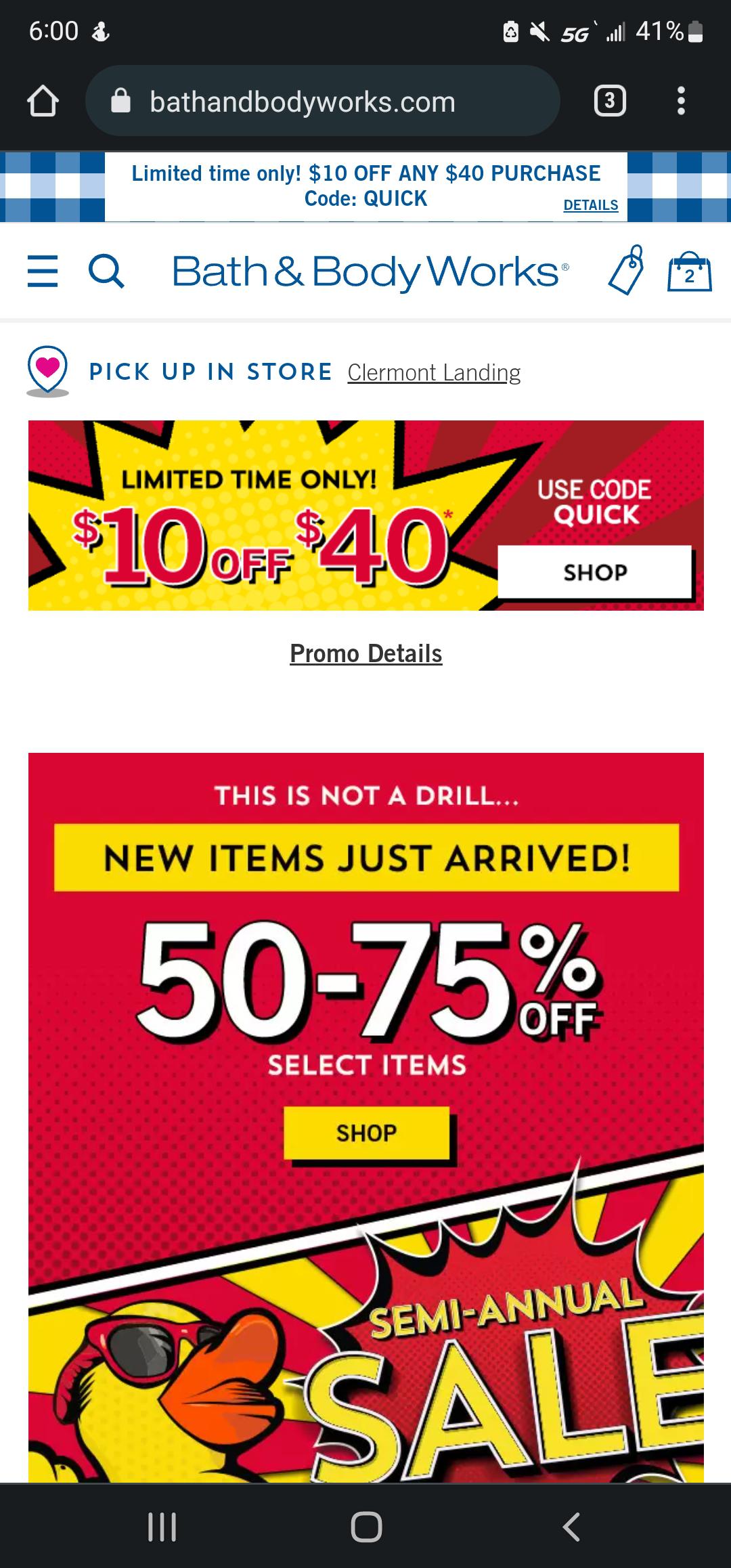 10 off 40 today only! r/bathandbodyworks